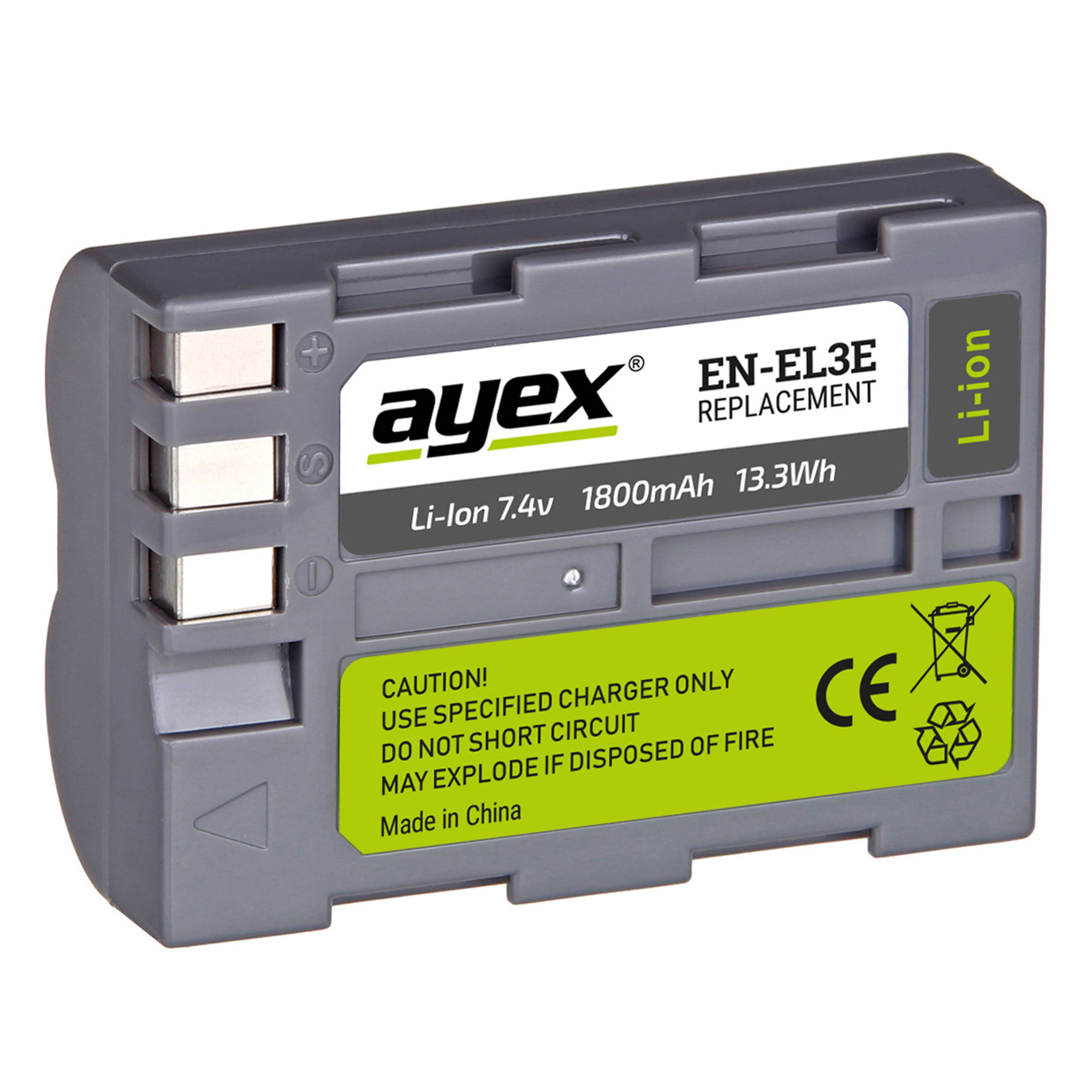 ayex EN-EL3e Akku für Nikon D70 D80 D90 D100 D200 D300s D700 integr. Info-Chip 100% Kompatibel