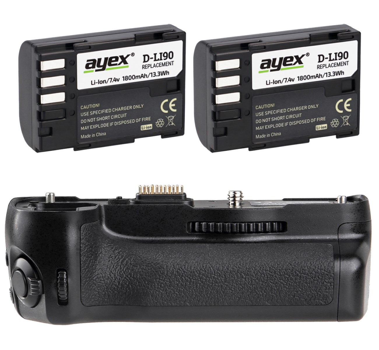 ayex Batteriegriff für Pentax K-7 K-5 K-5 II K-5 IIs ähnlich D-BG4 + 2 x ayex D-Li90 Akku