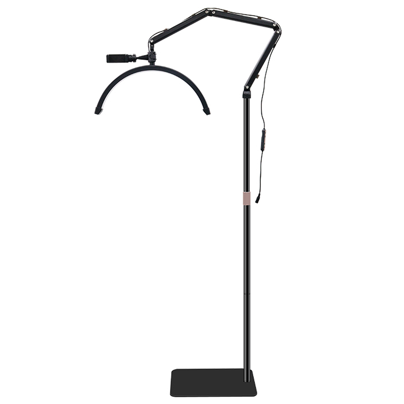 HD-S002_01.jpg LED Halbmond Beauty Light Farbtemperatur 3000K-6000K Schwenkbar stabile Stand & Telefonhalterung