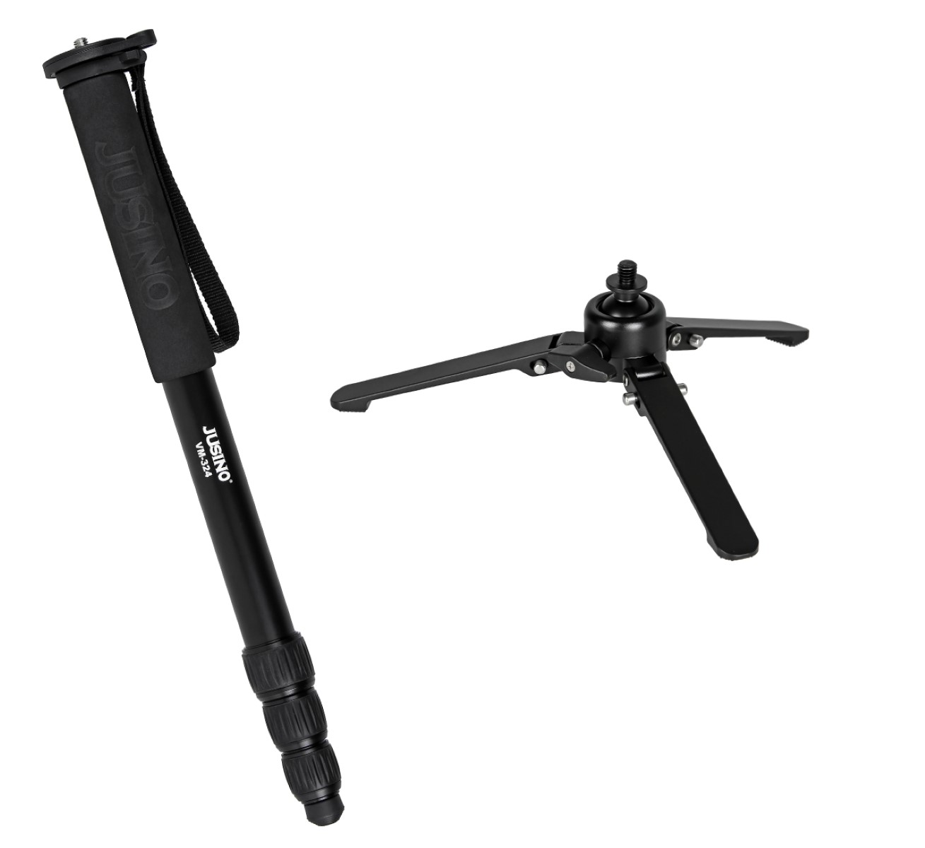 JUSINO VM-324 Monopod mit abnehmbarem Fuß/Tischstativ (Schnelldrehverschlüsse) bis 12kg