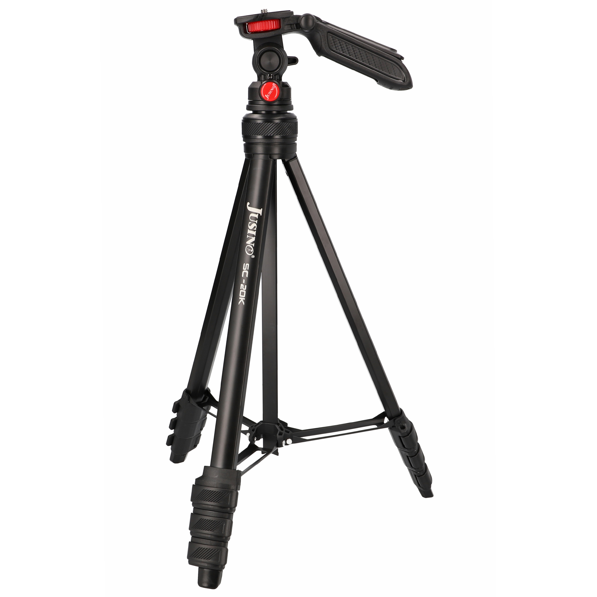 JUSINO leichtes Traveller Stativ 4 Segmente bis 139cm Aluminium 2,5kg belastbar