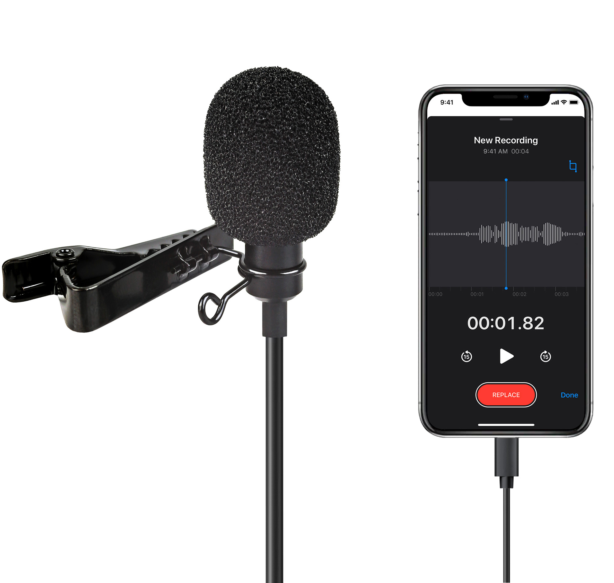 ayex Lavalier Mikrofon für iPhone & iPad mit Windschutz und Klemme perfekt für Interviews, Livestreams uvm LV-1 Lightning