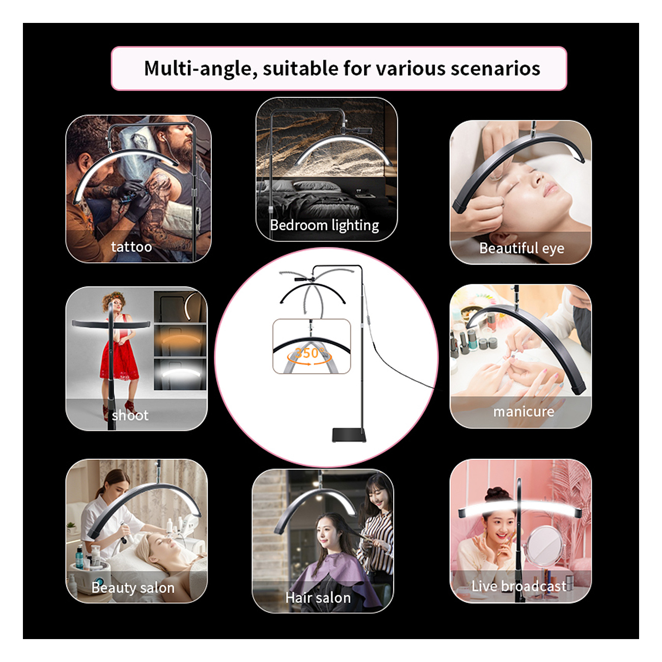 24 Zoll LED Beauty Standleuchte für professionelle Anwendungen Beauty-Leuchte HD-M6X