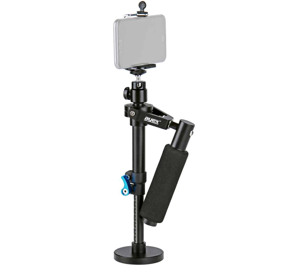 ayex Mini-Steadycam für Video-Aufnahmen mit Handys und leichten Kompakt- oder Actionkameras
