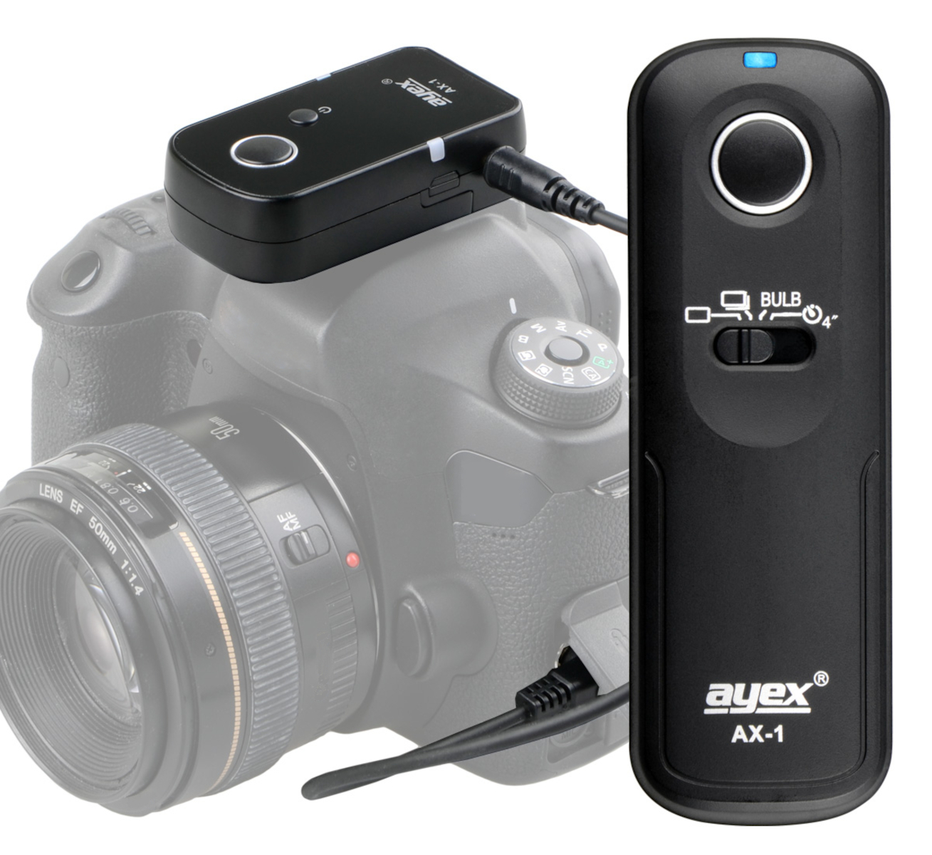 ayex Funk Fernauslöser AX-1 E3 zB Canon EOS R R6 RP 90D 80D 2000D 1500D 850D 760D 650D M6 Auslösung Serie Bulb Delay