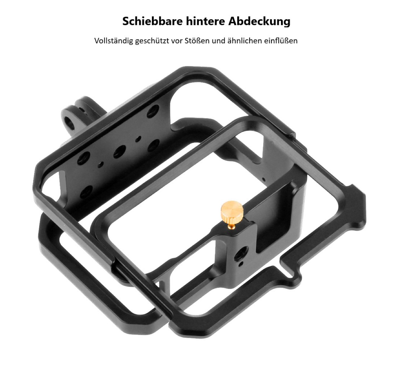Schutzgehäuse Schutzrahmen Cage Passend für GoPro Hero 9 10 & 11 2 Hot-Shoe-Anschlüsse Schieberahmen Aluminium