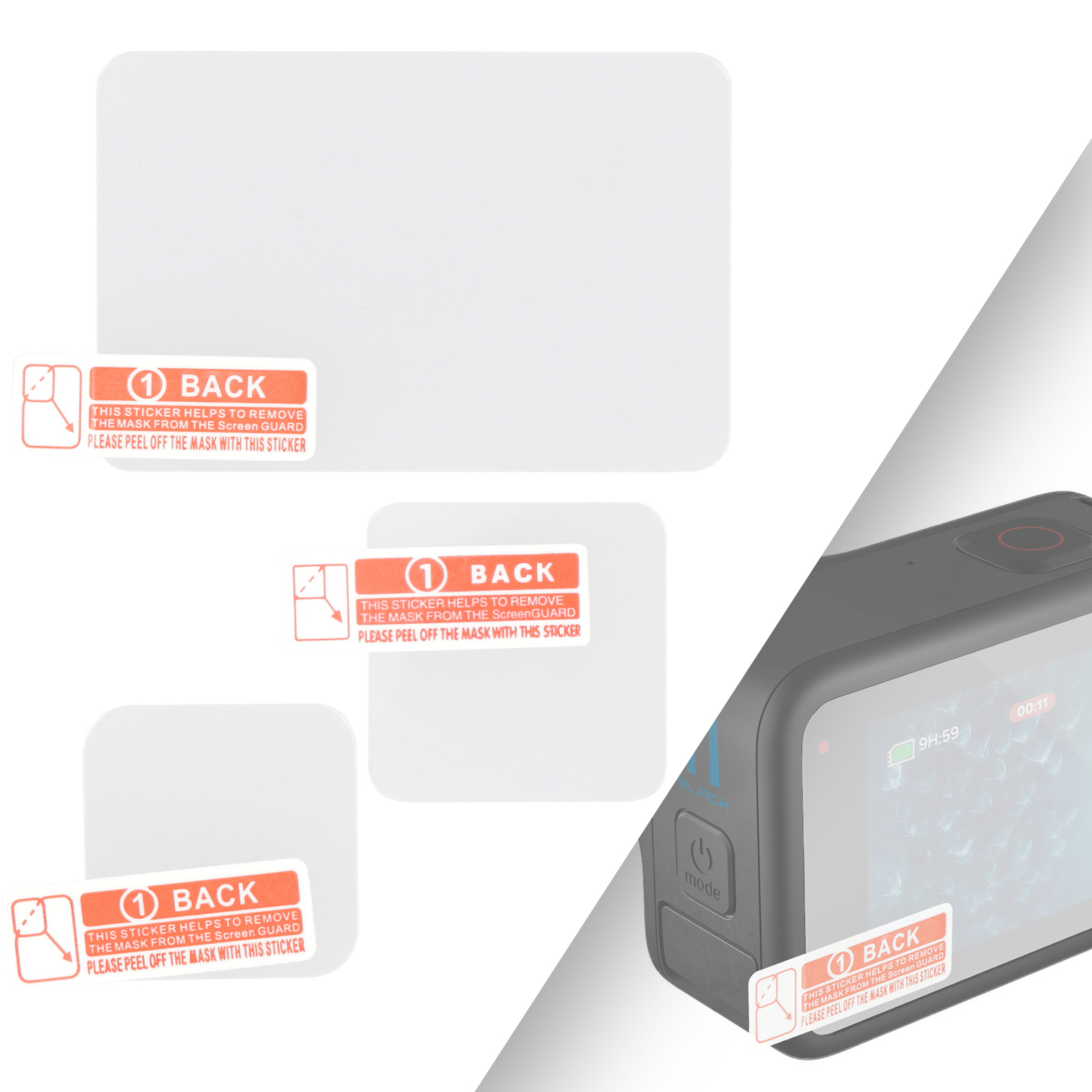 Displayschutzfolie Panzerglas 2x für GoPro Hero 9, 10 & 11 Screen Protector
