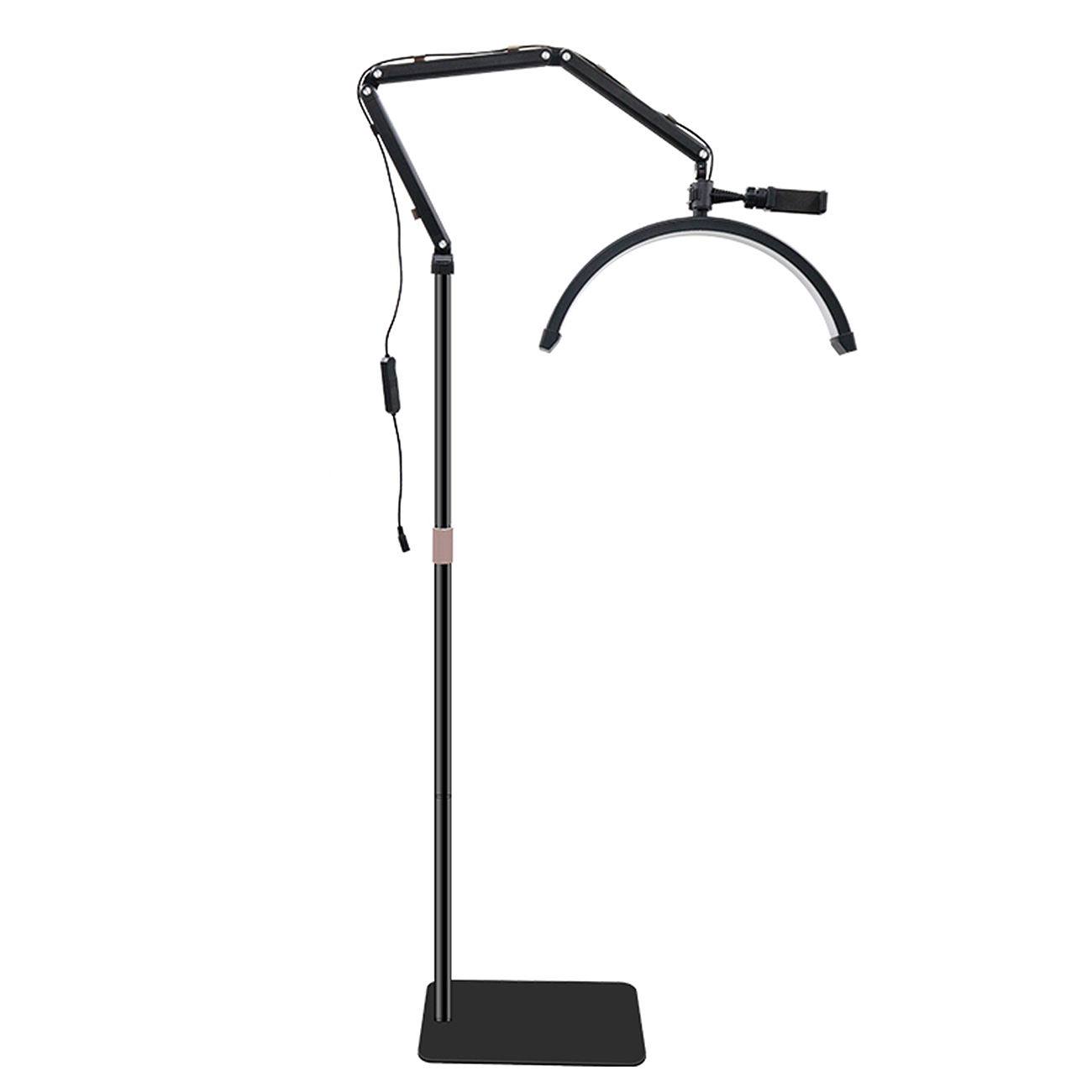 HD-S002_02.jpg LED Halbmond Beauty Light Farbtemperatur 3000K-6000K Schwenkbar stabile Stand & Telefonhalterung
