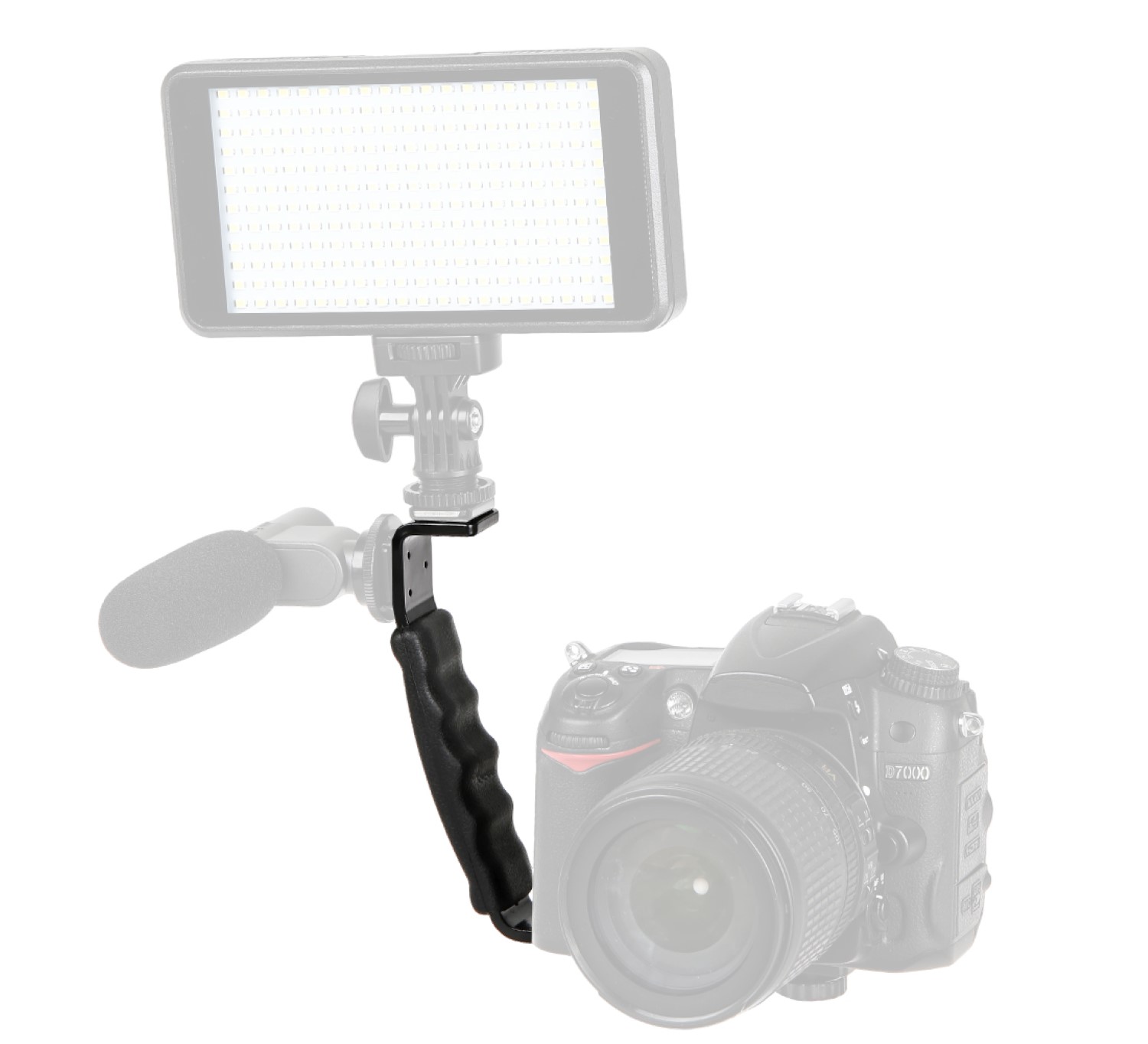 Blitzlichthalter in L-Form passt für die meisten Kameras und Camcorder. Bequemer Handgriff LS-37
