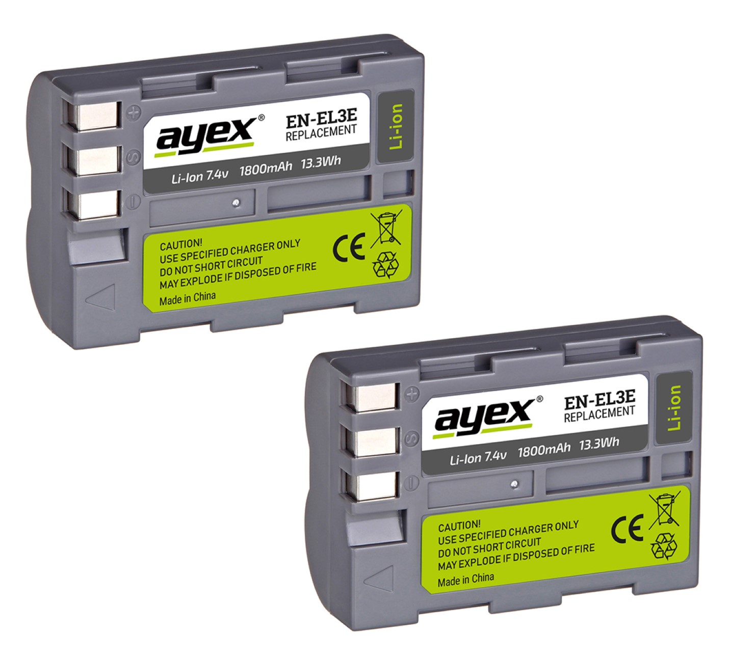 ayex Power Set mit 2x EN-EL3E Akku für Nikon + 1x USB Dual Ladegerät