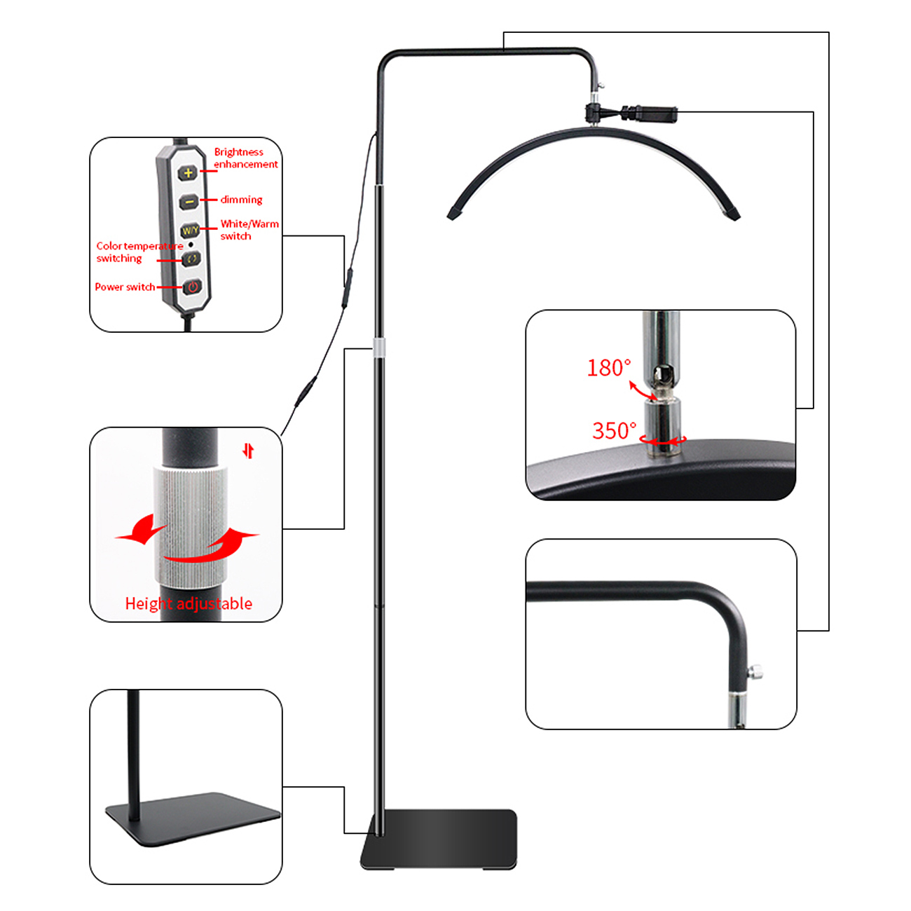 24 Zoll LED Beauty Standleuchte für professionelle Anwendungen Beauty-Leuchte HD-M6X