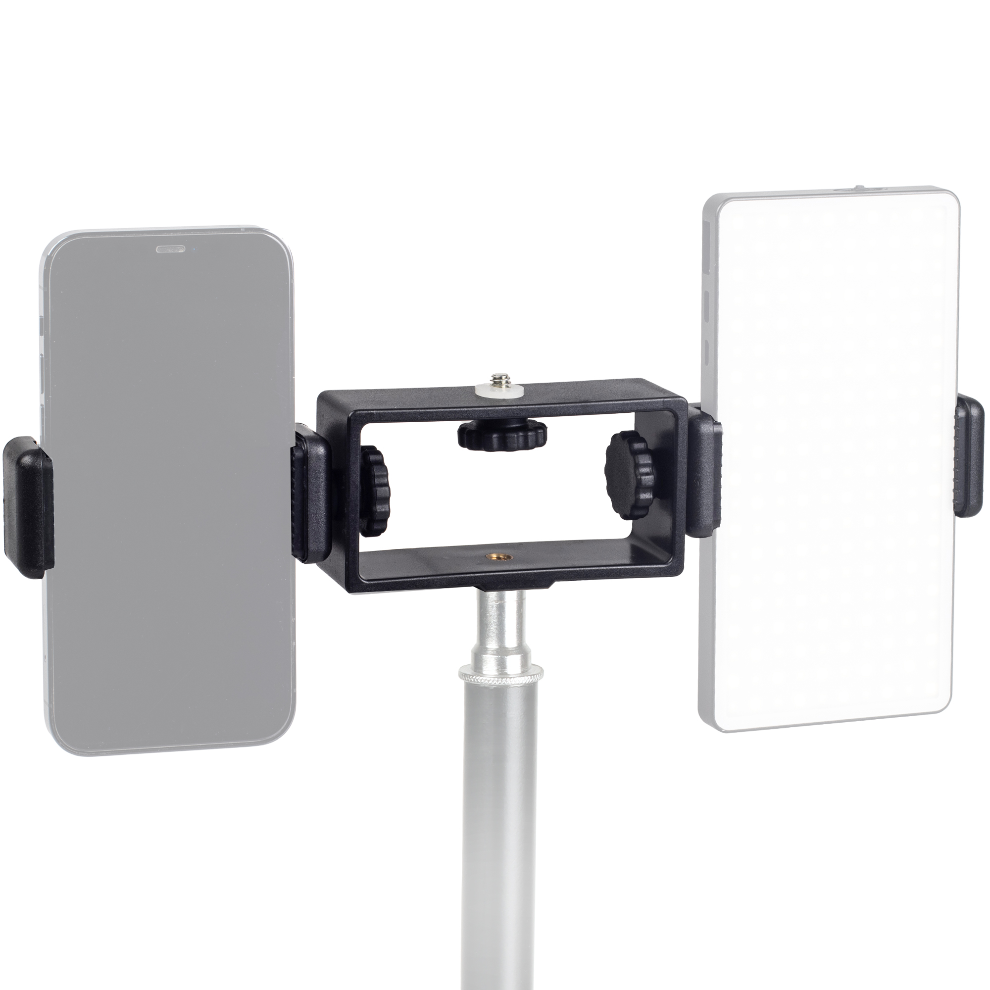 ayex Duale Smartphone-Halterung für 1/4 Zoll und Blitzschuh - Halterung für zwei Smartphones an z.B. Kamera & Stativ