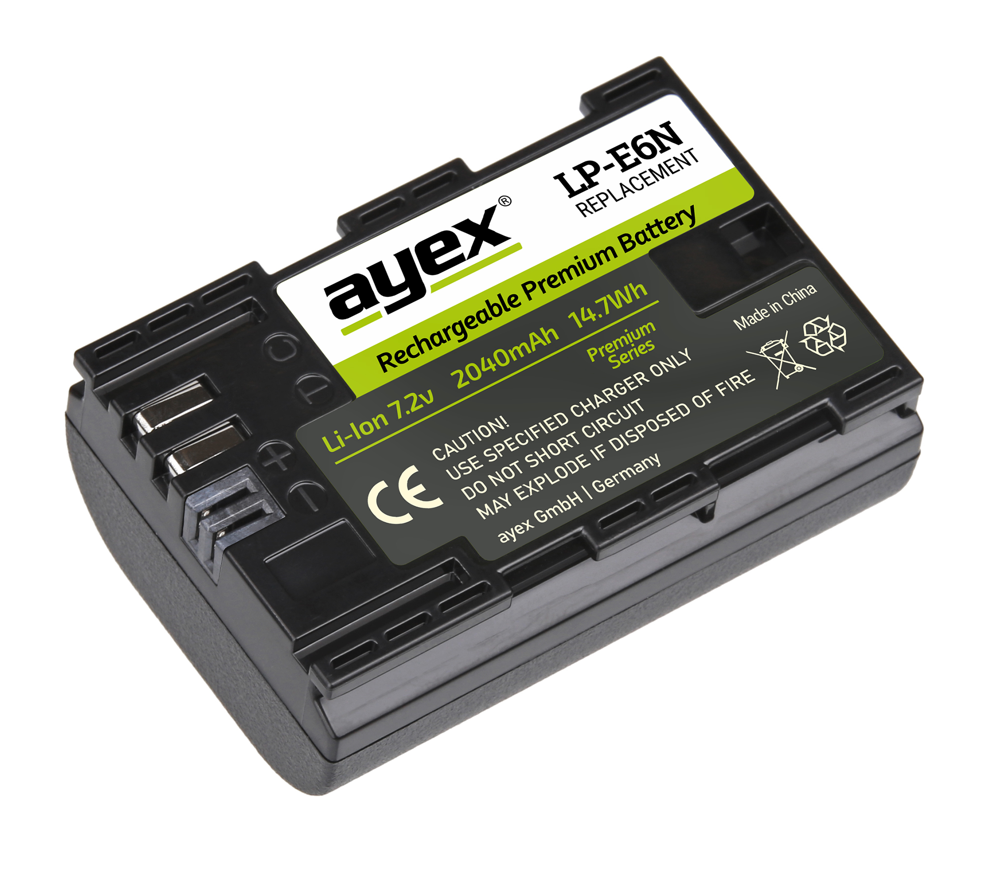 ayex LP-E6N Premium Akku 2 Stück für zB Canon EOS R 5D Mark IV 6D Mark II 7D Mark II 80D 90D Leistungsstark lange Laufzeit 2040mAh