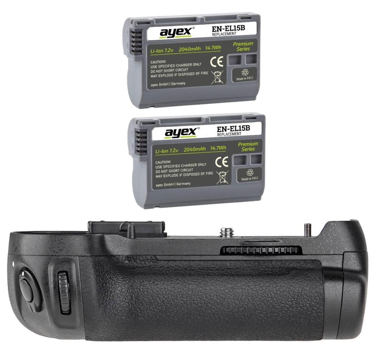 ayex Batteriegriff Set für Nikon D600 D610 wie MB-D14 + 2x EN-EL15B Akku