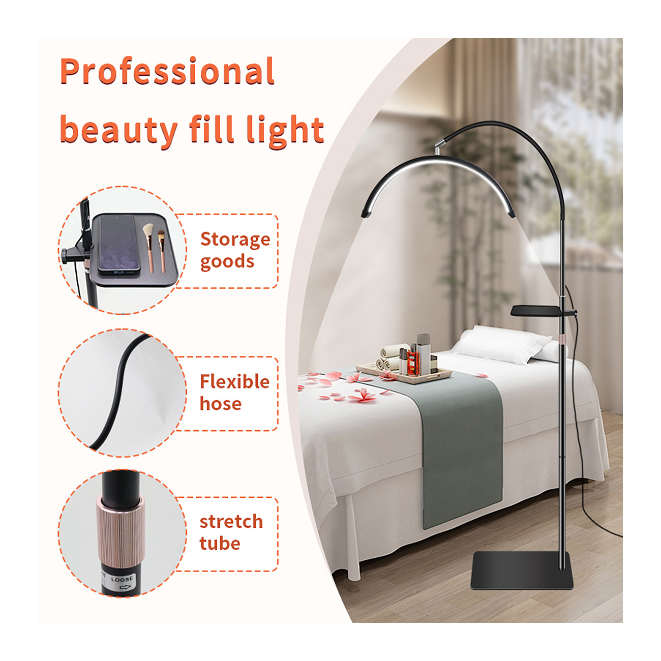 LED Beauty Stehlampe – 36W, höhenverstellbar & dimmbar Weiß oder Schwarz LED Beauty Stehlampe – 36W, höhenverstellbar & dimmbar Weiß oder Schwarz
