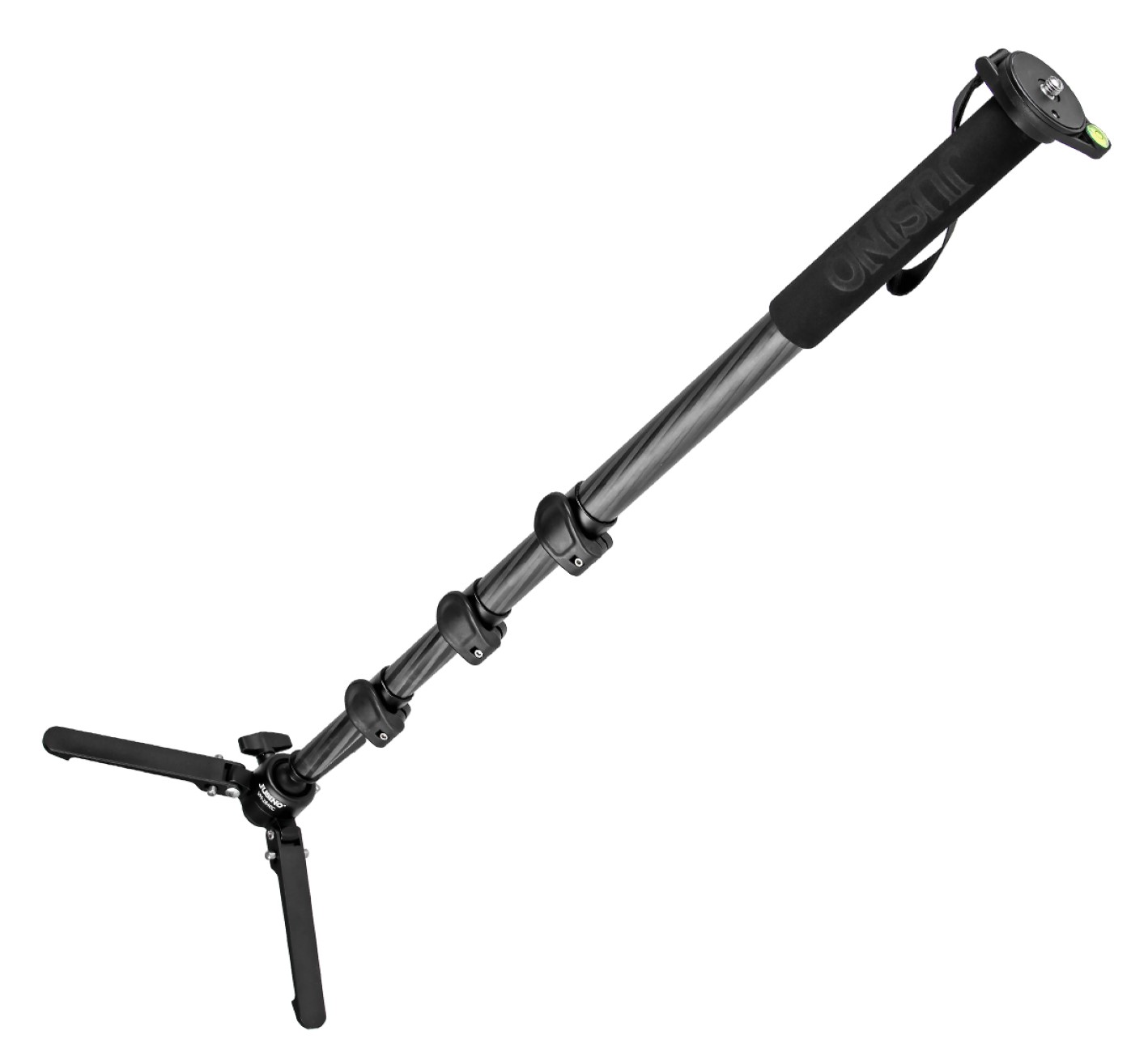 JUSINO VM-284EC Carbon Monopod mit abnehmbarem Fuß/Tischstativ (Schnellspann-Clips) bis 10kg