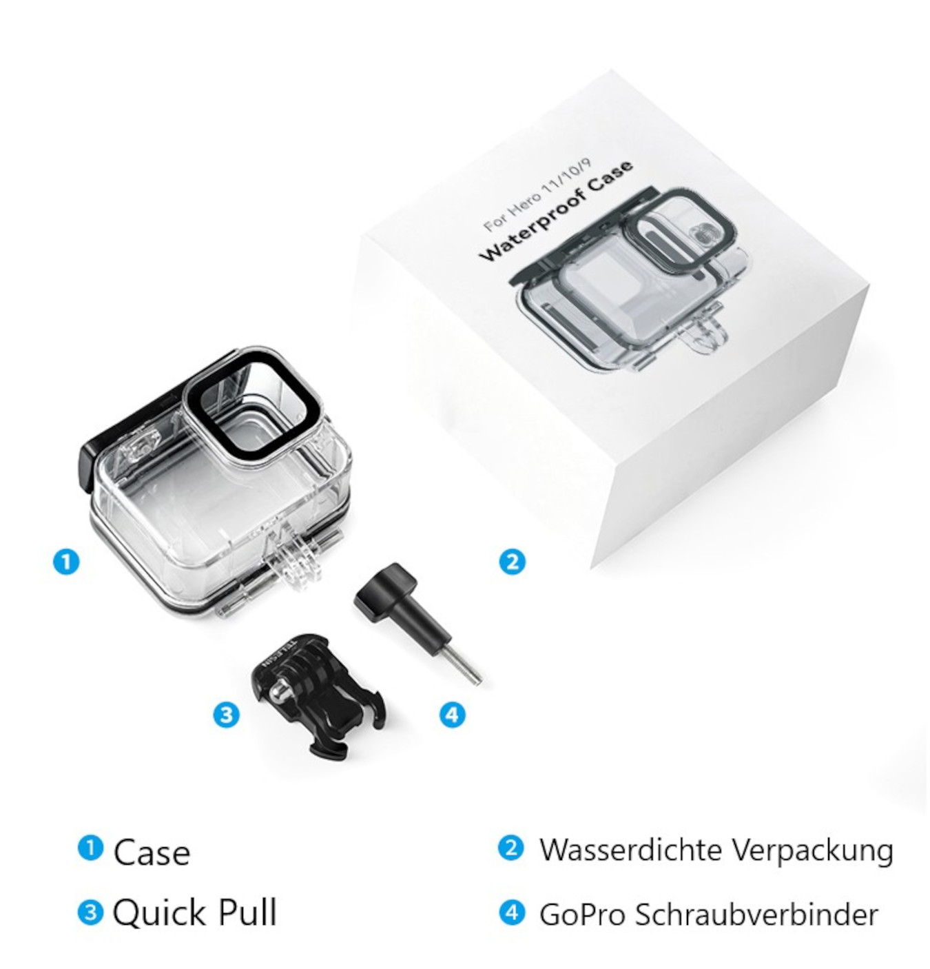 Wasserdichtes Case Schutzbox Für GoPro Hero 9, 10 & 11 Waterproof Case Schutzgehäuse