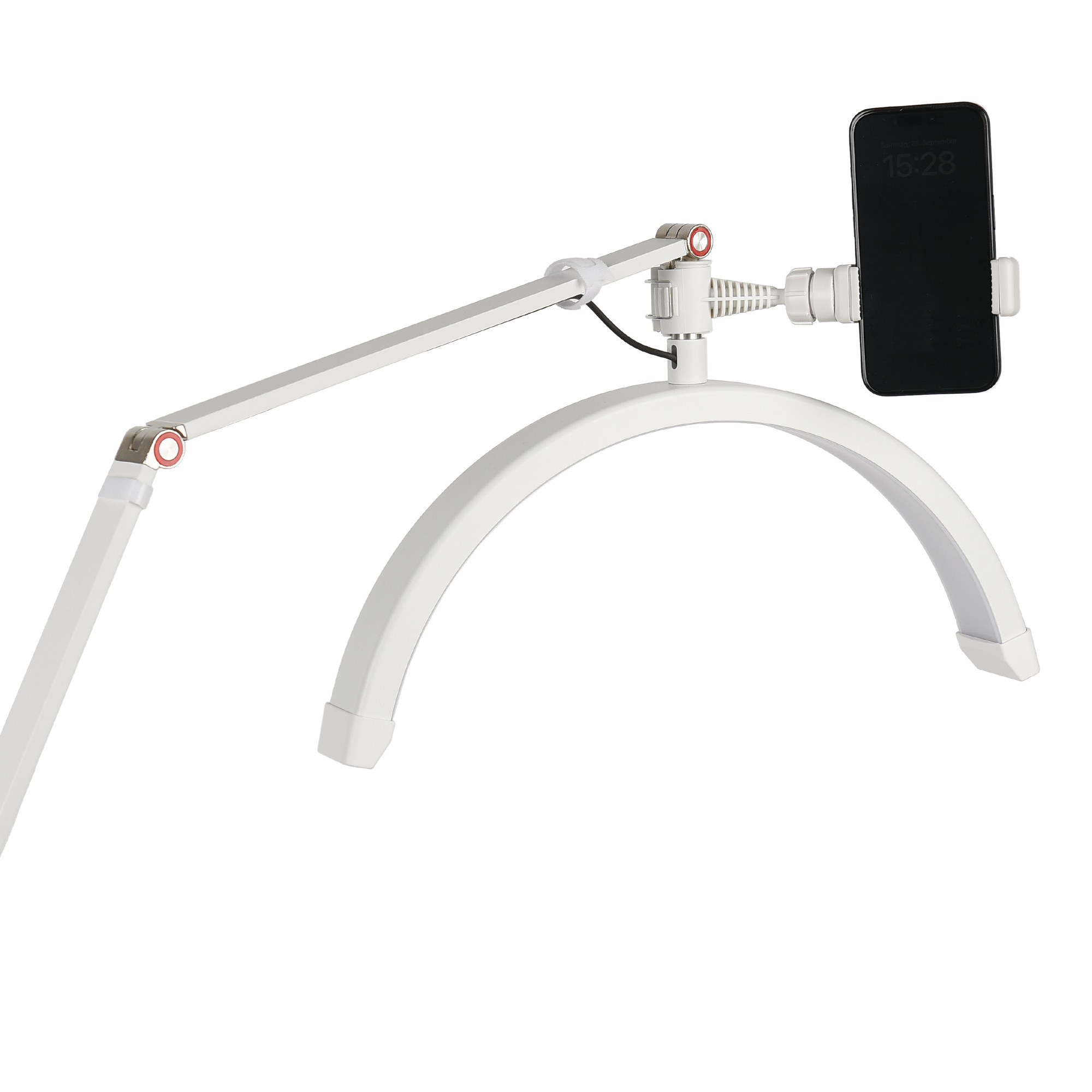 Halbmond Beauty Light 20W LED Kosmetiklicht dimmbar 360° drehbar Telefonhalter Stativ