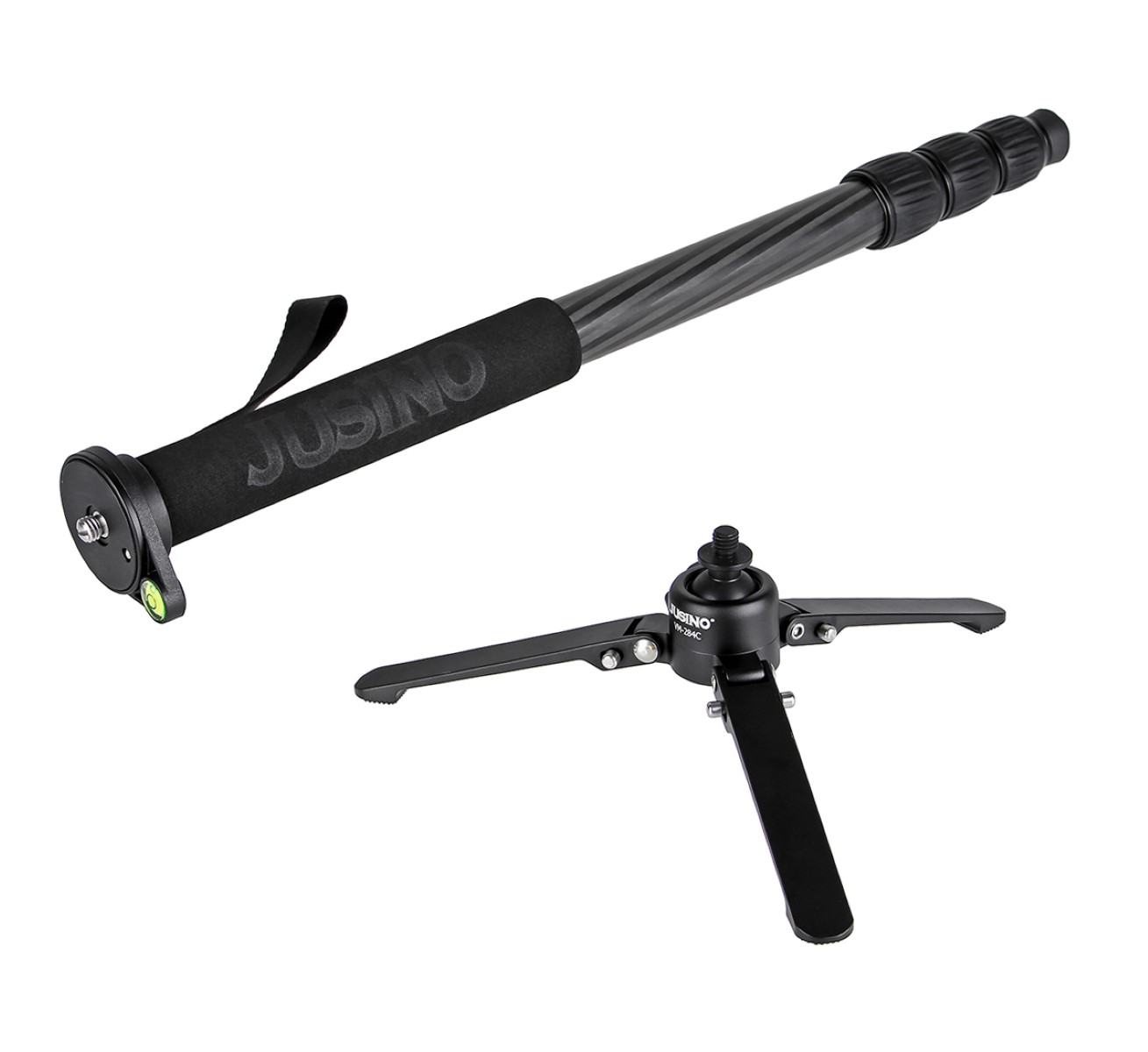 JUSINO VM-284C Carbon Monopod mit abnehmbarem Fuß/Tischstativ (Schnelldrehverschlüsse) bis 10kg