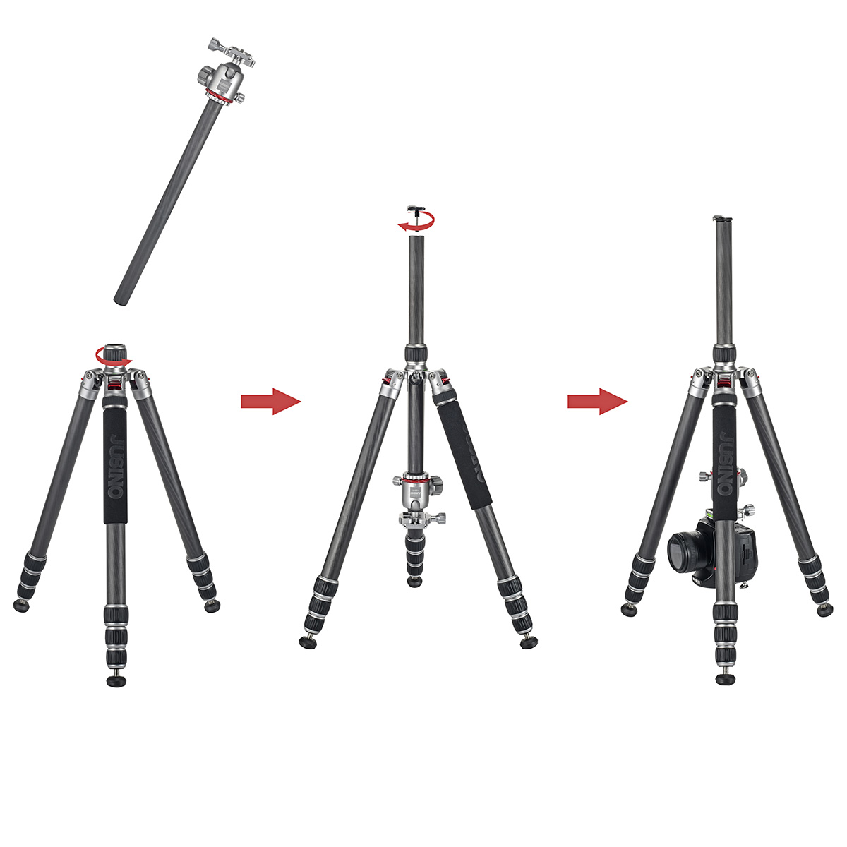 JUSINO Profi Traveller Karbon-Stativ Monopodfunktion bis 182cm 18kg + Kugelkopf FGS-41 TK-324C JUSINO Profi Traveller Karbon-Stativ Monopodfunktion bis 182cm 18kg + Kugelkopf FGS-41 TK-324C