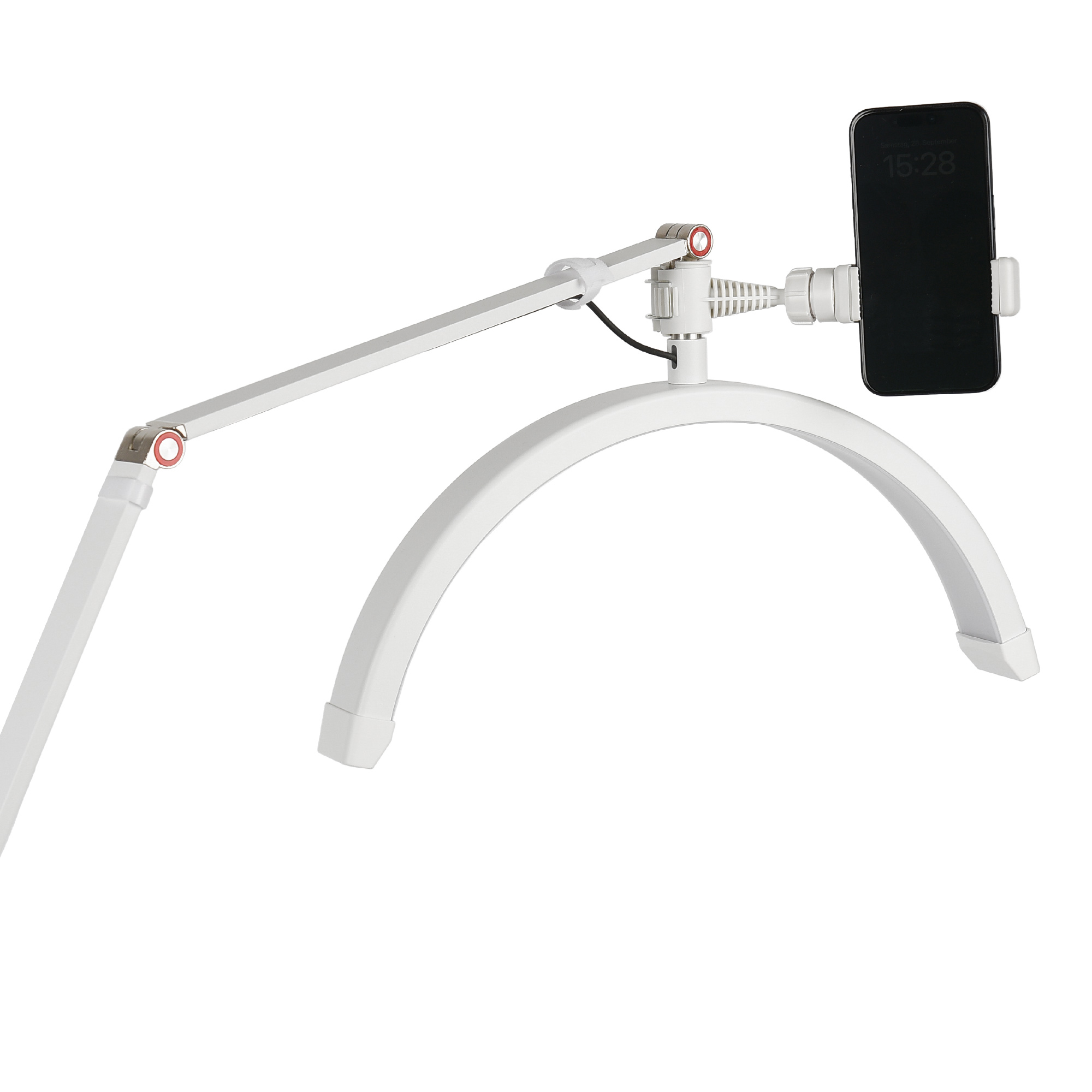 Halbmond Beauty Light 20W LED Kosmetiklicht dimmbar 360° drehbar Telefonhalter Stativ