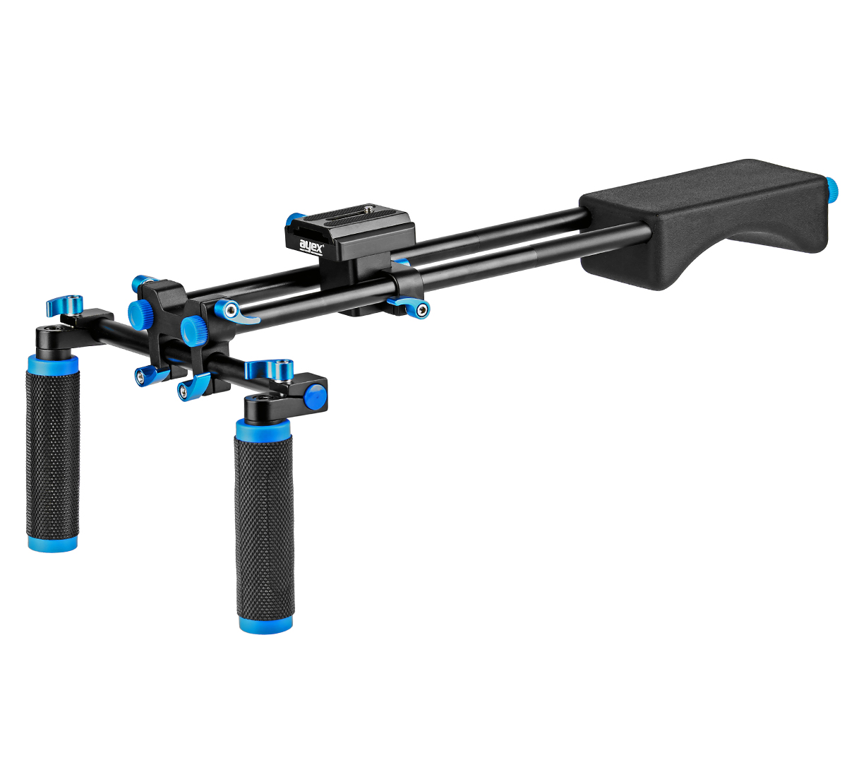 ayex D2-B Schulterstativ DSLR Rig mit verstellbarer Basisplatte, M4 Matte Box und Support Arm