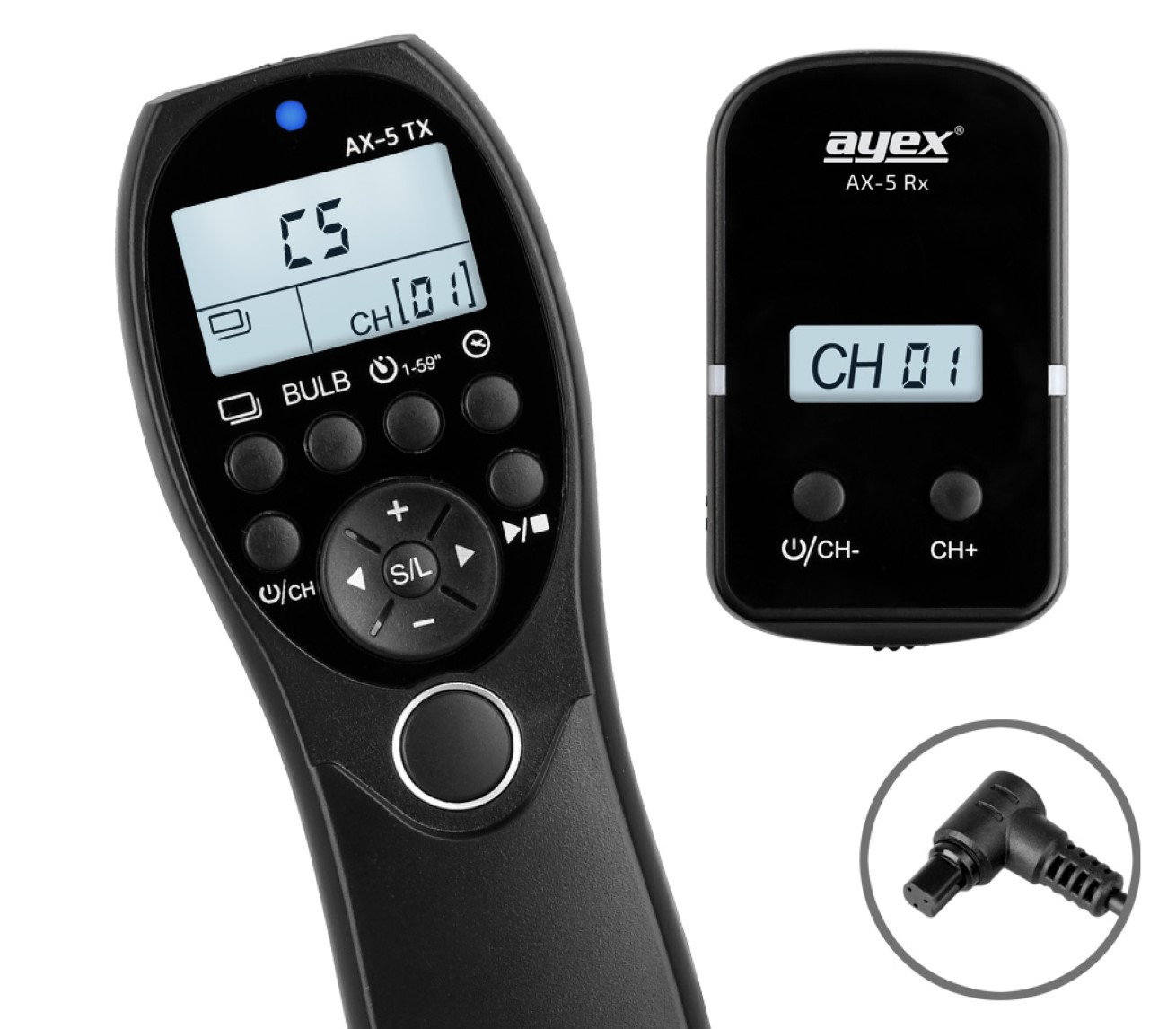 Funk Timer Fernauslöser AX-5 N3 zB Canon EOS R5 1D X Mark II 5D Mark IV 5DS 6D 7D Mark II Serie Bulb Delay Fokussieren