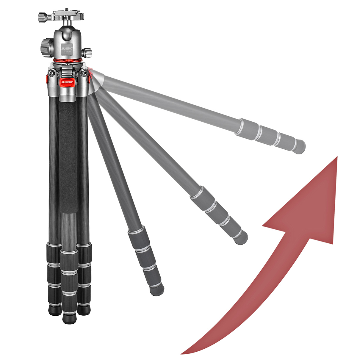 JUSINO Leichtes Karbon Fotostativ mit Kugelkopf Stativ bis 138cm 12kg AF-254C FGS-36 JUSINO Leichtes Karbon Fotostativ mit Kugelkopf Stativ bis 138cm 12kg AF-254C FGS-36