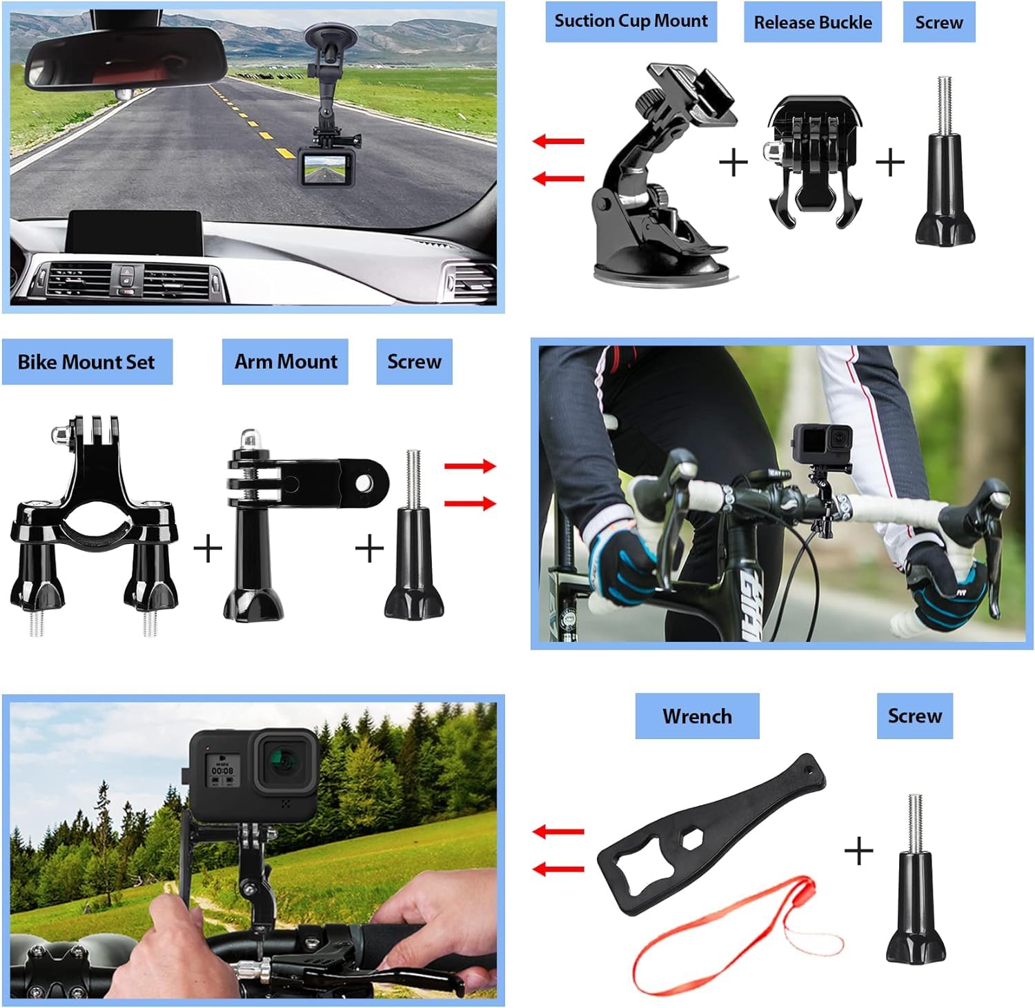 ayex GoPro Accessory Kit All-in-One Lösung für Ihre Abenteuer (Hero 11 10 & 9)
