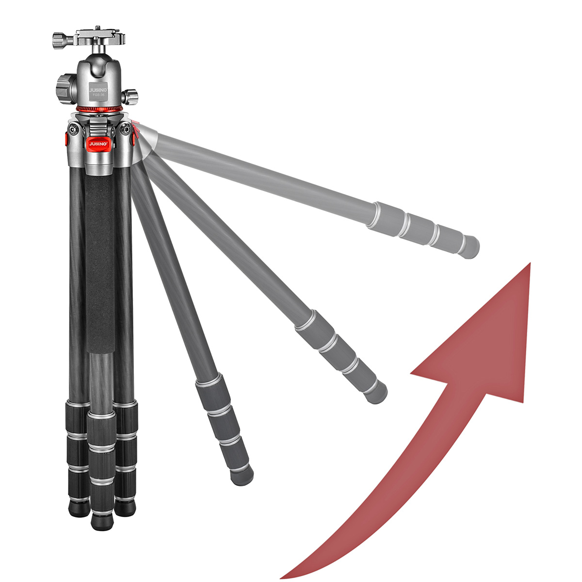 JUSINO AF-284C Leichtes Carbon Fotostativ mit Kugelkopf FGS-36, Stativ bis 15kg belastbar