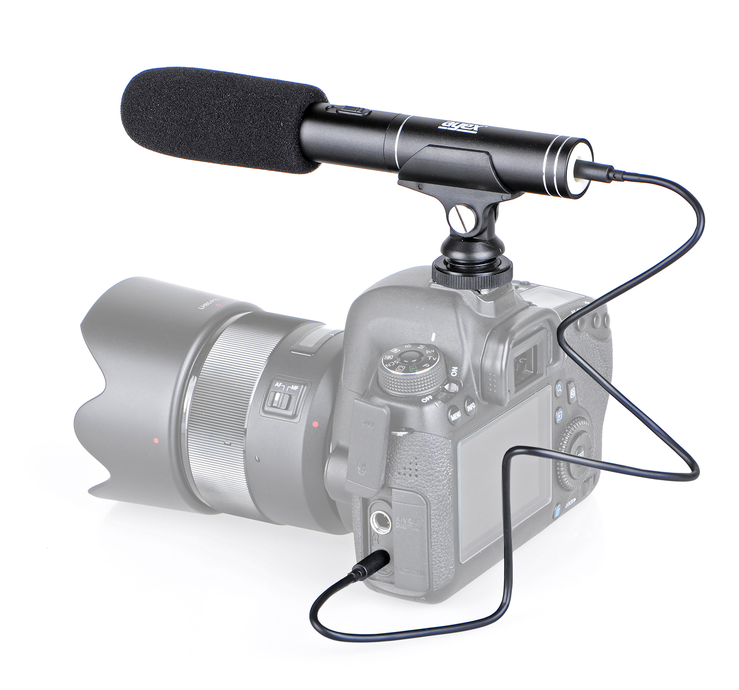 ayex-MIC01 - Kamera-Richtmikrofon mit Schaumwindschutz