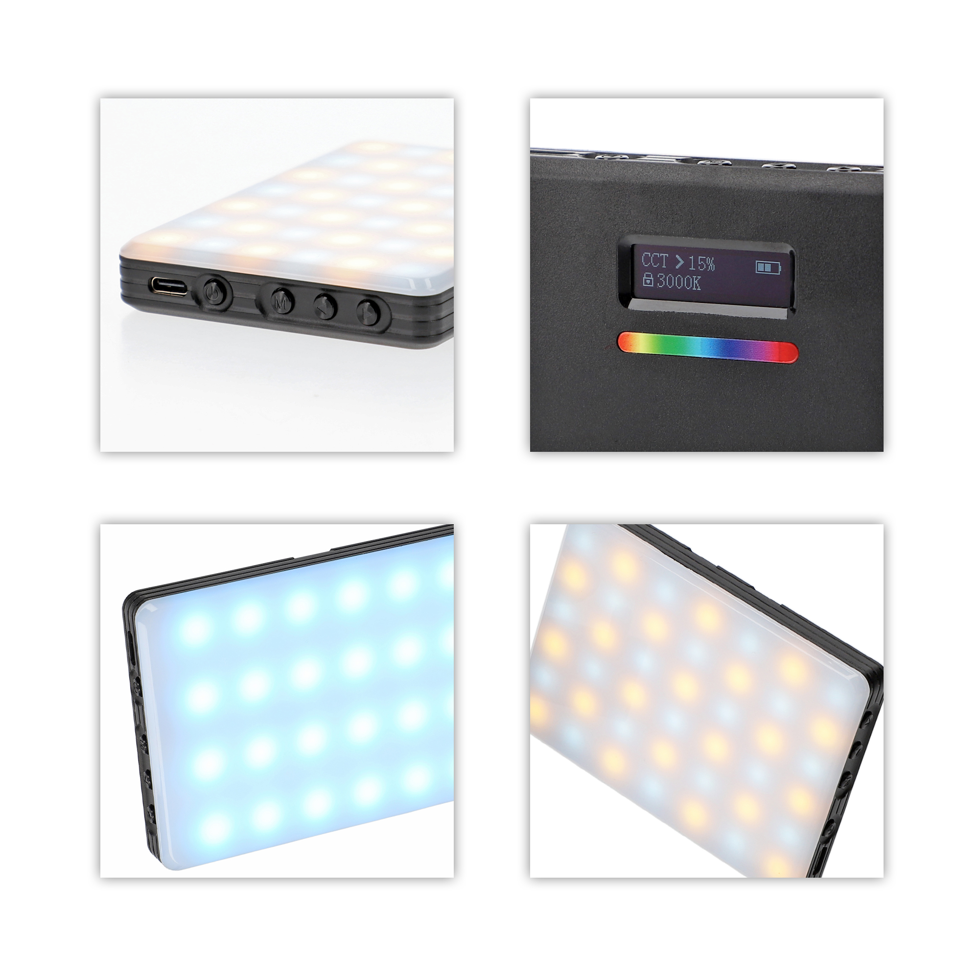 ayex LED Leuchte Perfekte Ambiente durch RGB Ausleuchtung von Fotos und Videos, Pocket size USB Type-C ladbar