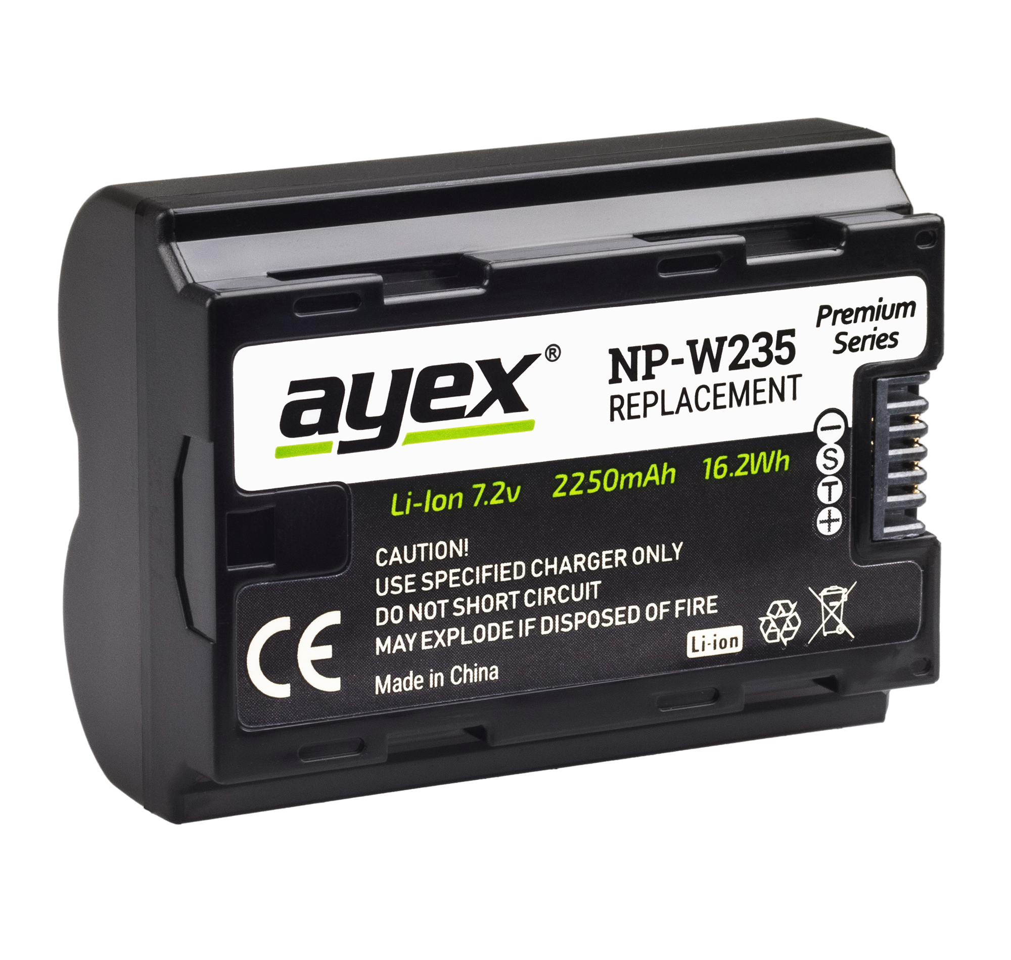 ayex NP-W235 Premium-Akku für zB Fujifilm XT-5 XT-4 Leistungsstark längere Laufzeit 2250 mAh Infochip