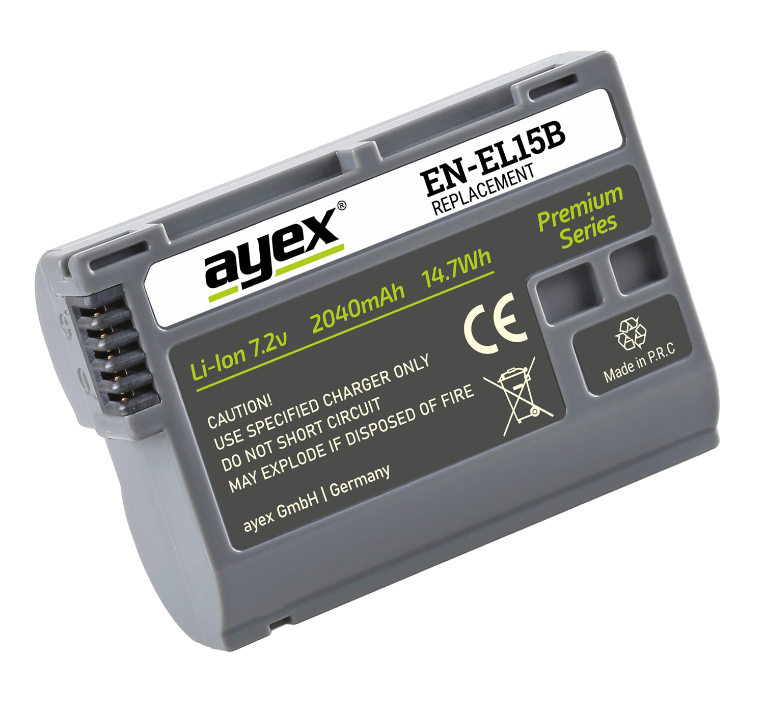 ayex EN-EL15B Premium Akku für zB Nikon Z6 Z7 D7000 D600 D750 V1 D800E Qualitativ lange Laufzeit 2040mAh Infochip