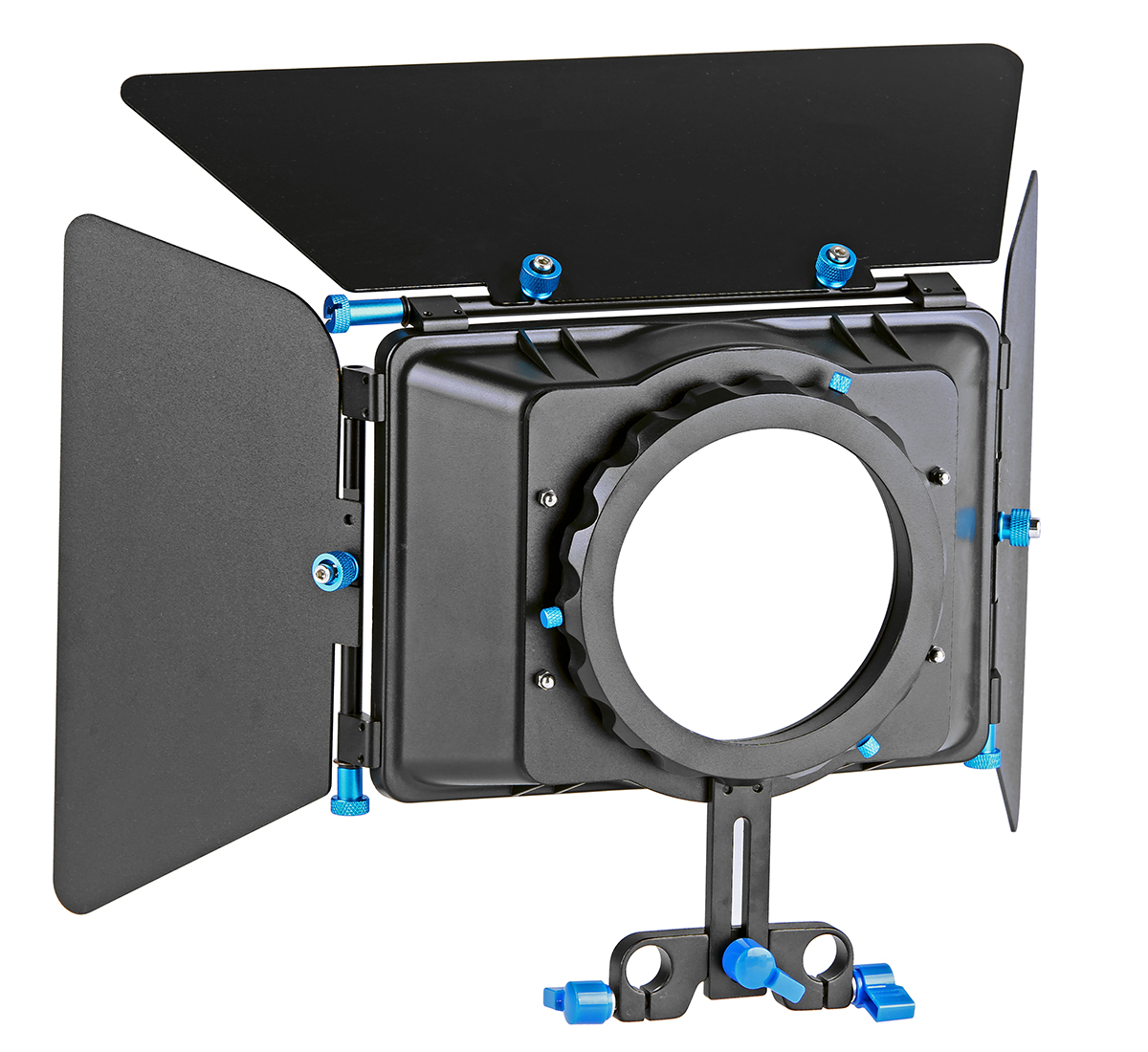 ayex D2-B Schulterstativ DSLR Rig mit verstellbarer Basisplatte, M4 Matte Box und Support Arm