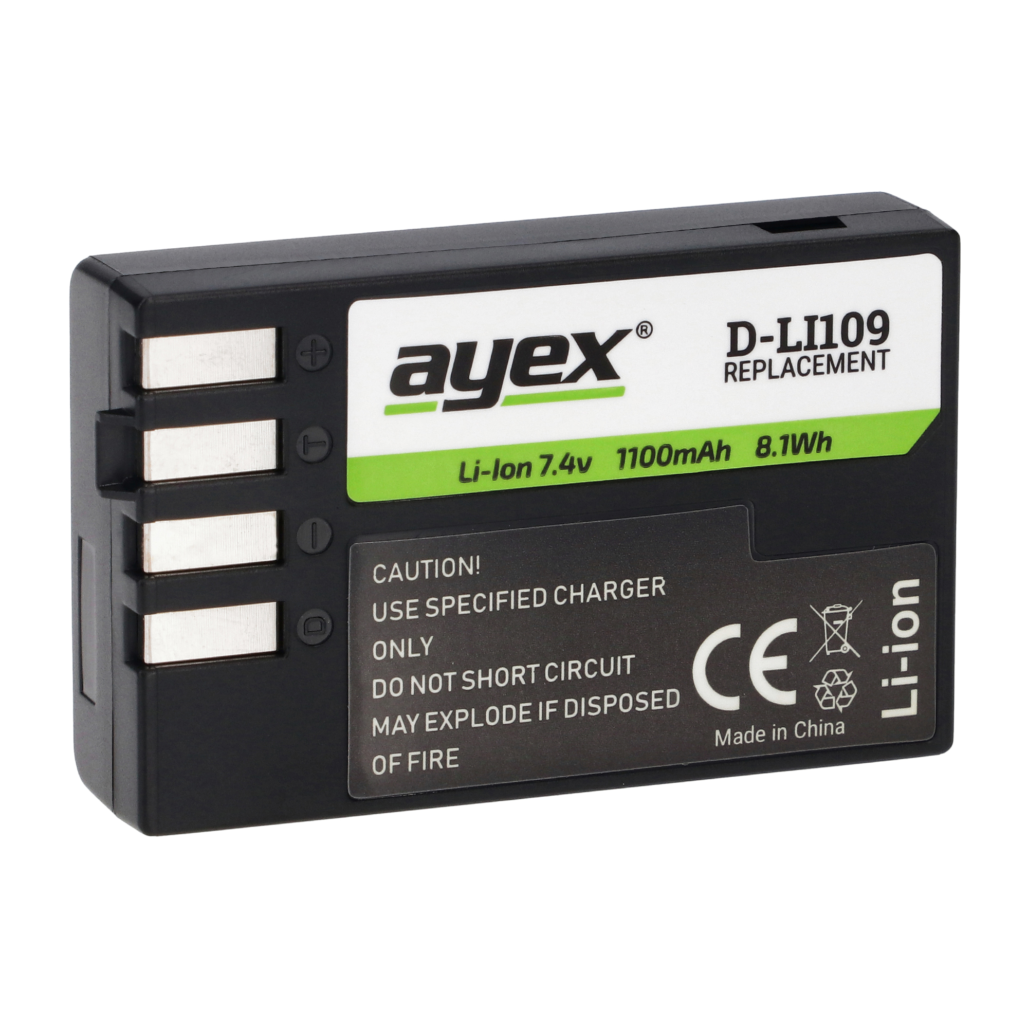 ayex D-Li109 Akku 3 Stück für zB Pentax K-S2 K-S1 K-500 K-50 K-30 K-R