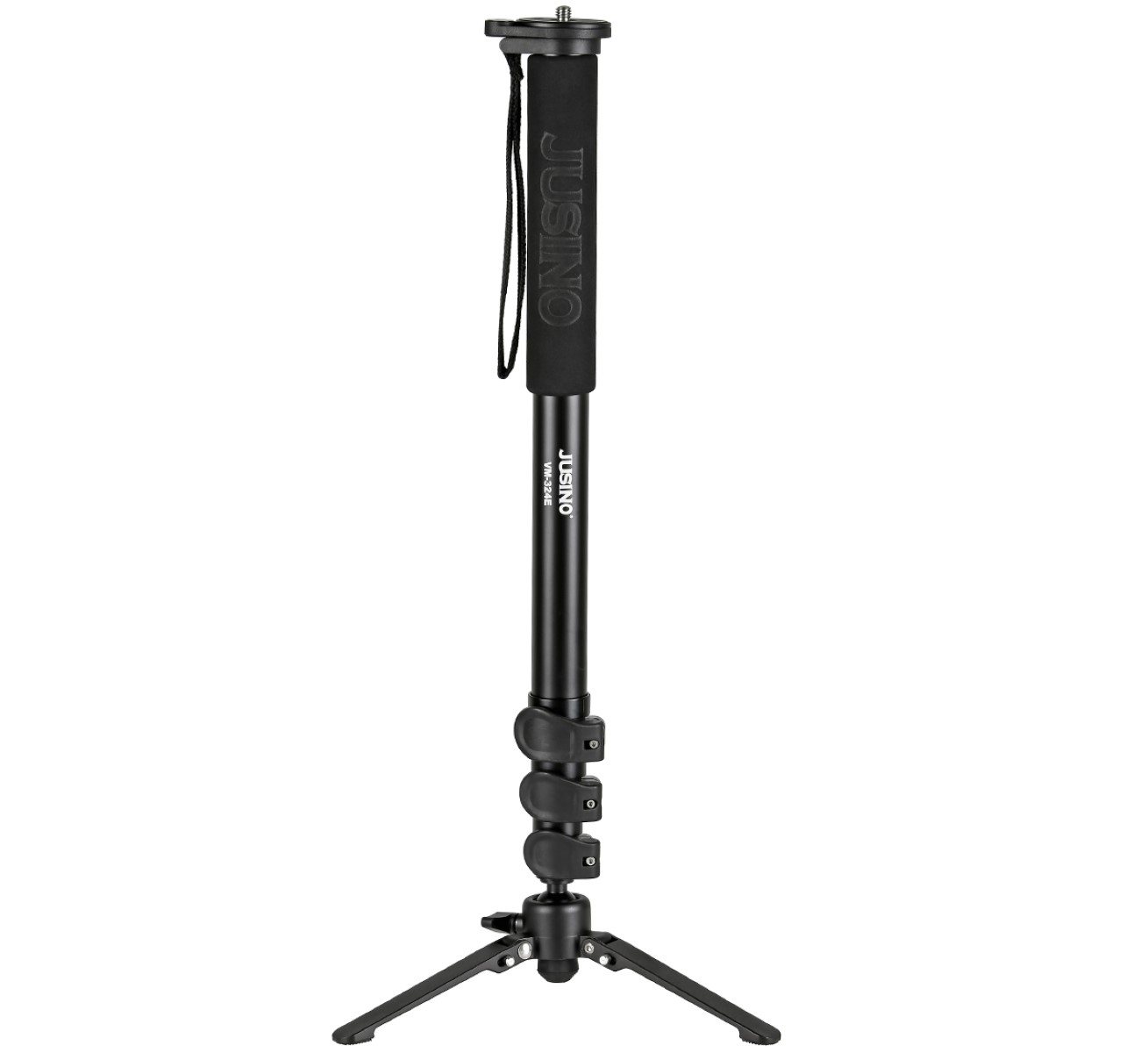 JUSINO VM-324E Monopod mit abnehmbarem Fuß/Tischstativ (Schnellspann-Clips) bis 12kg