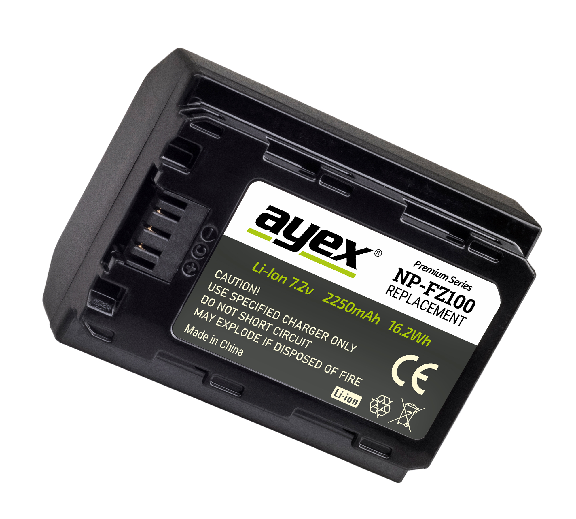 ayex NP-FZ100 Premium Akku für zB Sony Alpha A9R A9 A7RIII zu 100% kompatibel mit Sony-Ladegeräten