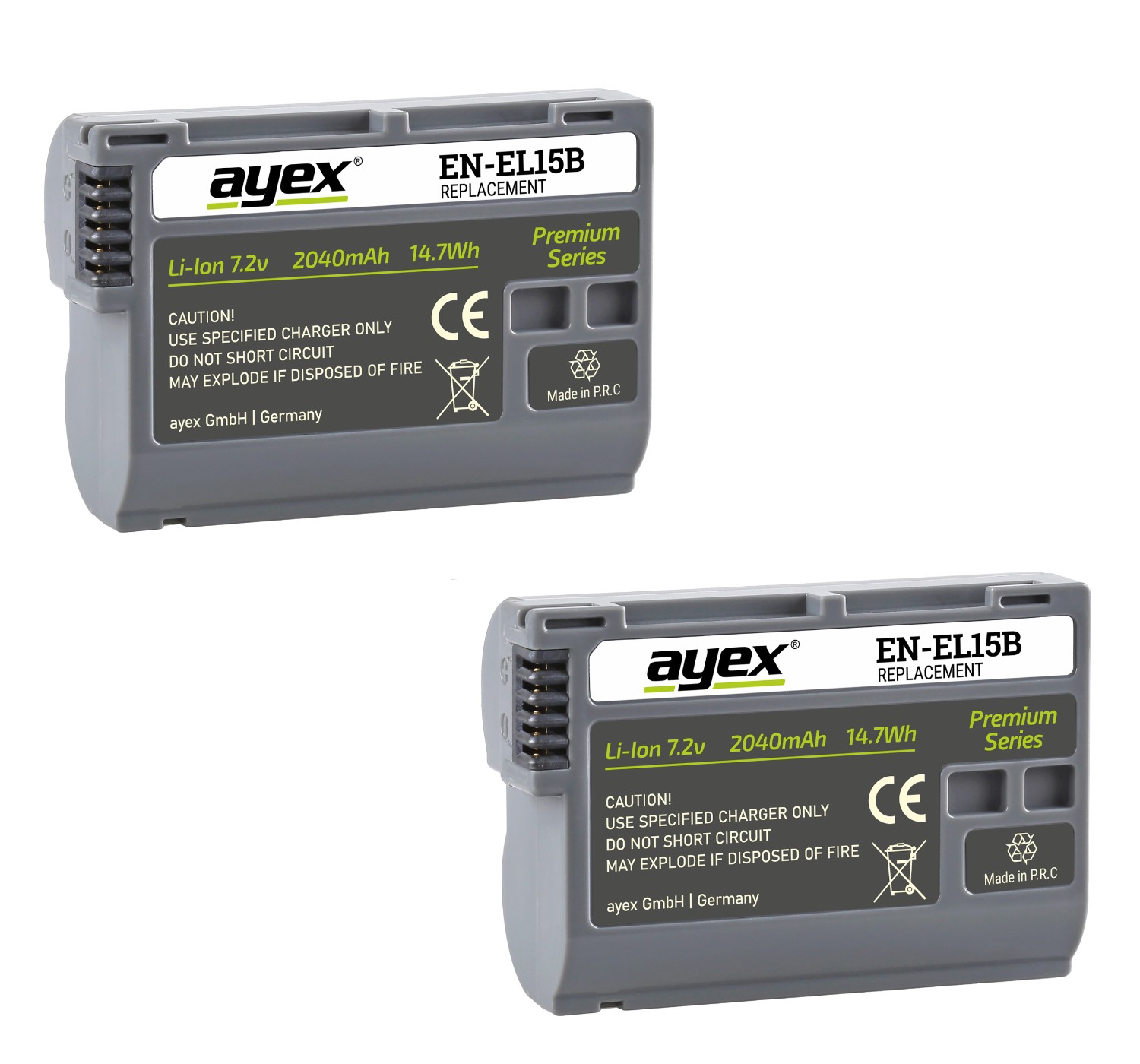 ayex Power Set mit 2x EN-EL15B Akku für Panasonic + 1x USB Dual Ladegerät