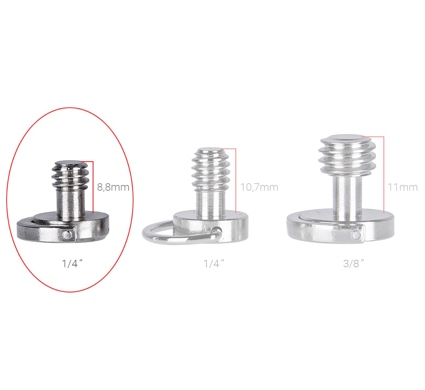 Klipschraube 1/4" Adapterschraube für Wechselplatte, Kugelkopf, Stativ