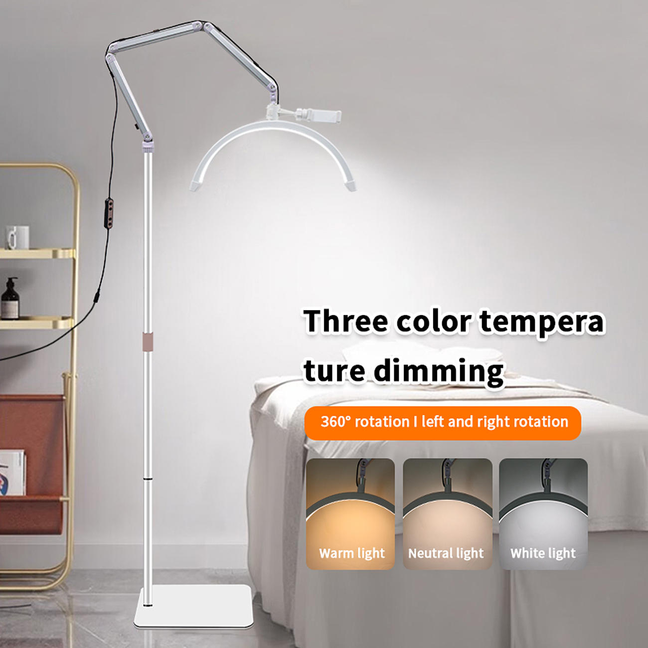 LED Halbmond Beauty Light Farbtemperatur 3000K-6000K Schwenkbar stabile Stand & Telefonhalterung LED Halbmond Beauty Light Farbtemperatur 3000K-6000K Schwenkbar stabile Stand & Telefonhalterung