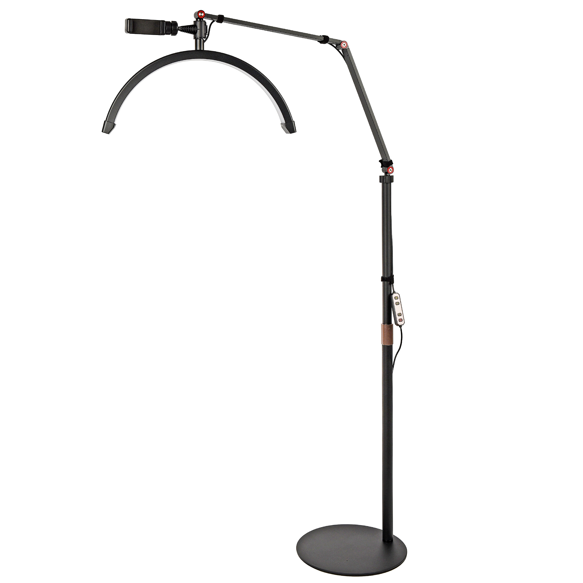 Halbmond Beauty Light 20W LED Kosmetiklicht dimmbar 360° drehbar Telefonhalter Stativ