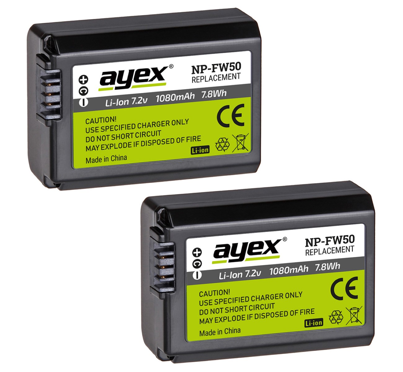 ayex Batteriegriff Set für Sony Alpha A7II A7RII A7SII + 2x NP-FW50 Akku + 1x USB Dual Ladegerät