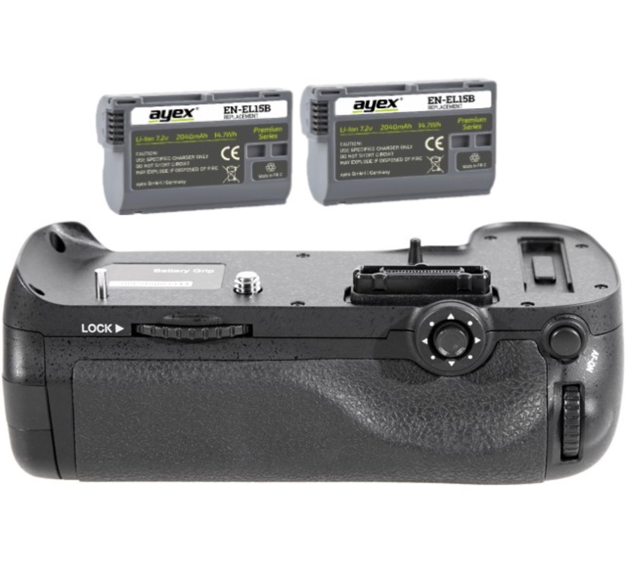 ayex Batteriegriff Set für Nikon D800 + 2x EN-EL15B Akku