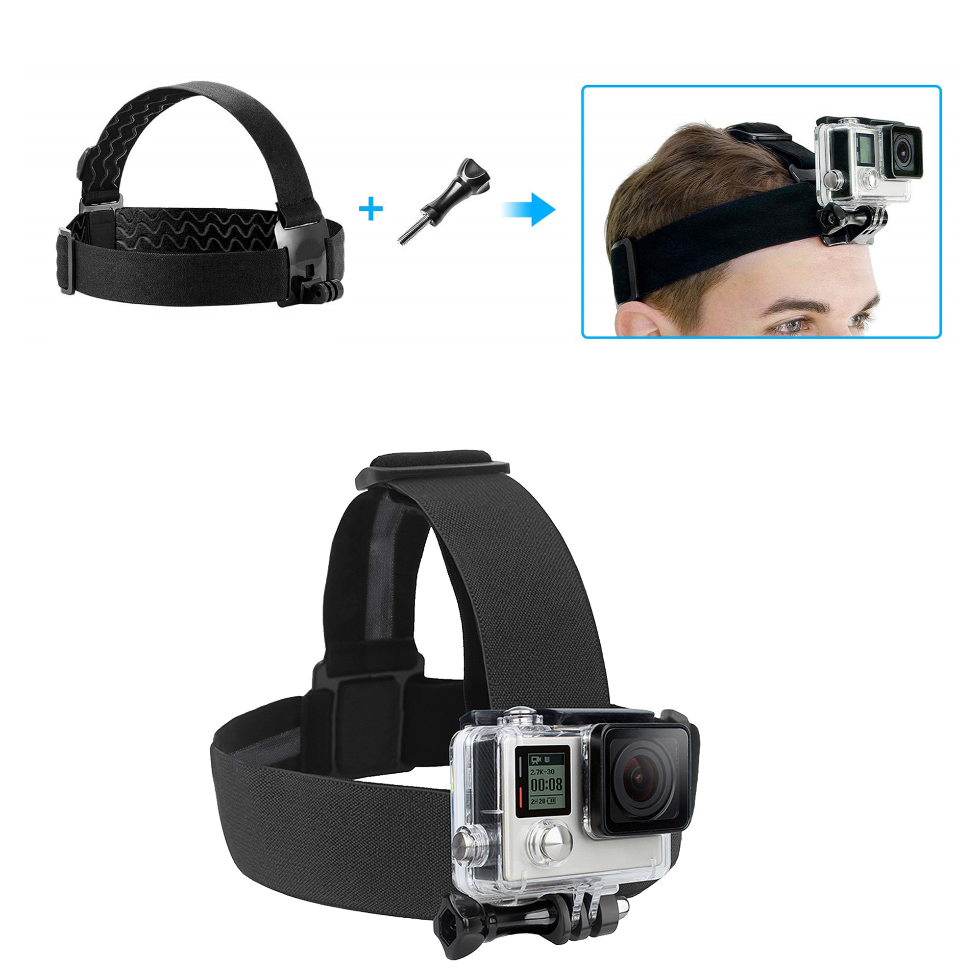 ayex Kopfband-Halterung Head Strap Mount für GoPro Kamera geeignet für Sportaufnahmen