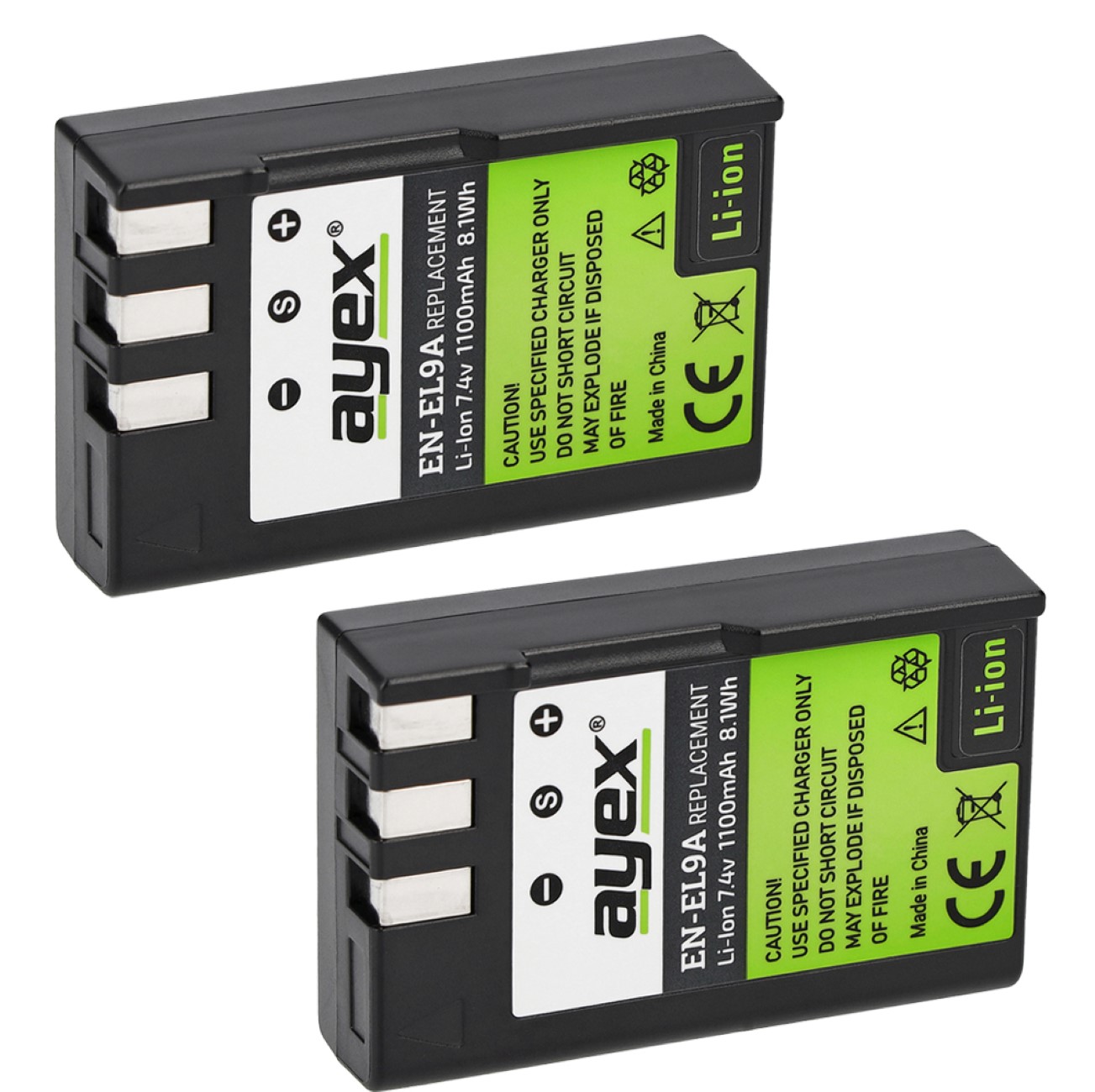 ayex Batteriegriff Set für Nikon D5000 + 2x EN-EL9a Akku Optimal für Hochformat