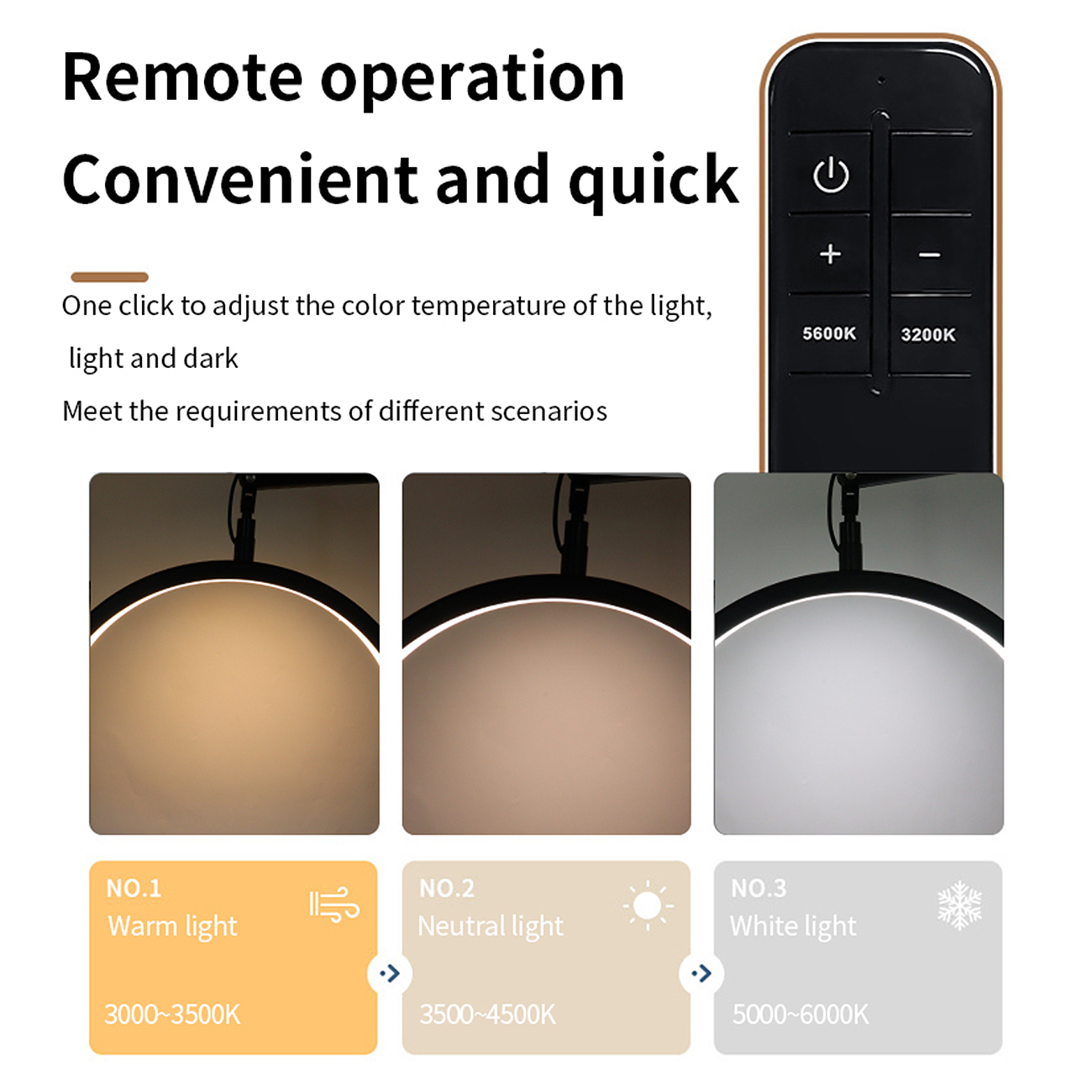 HD-S002_09.jpg LED Halbmond Beauty Light Farbtemperatur 3000K-6000K Schwenkbar stabile Stand & Telefonhalterung
