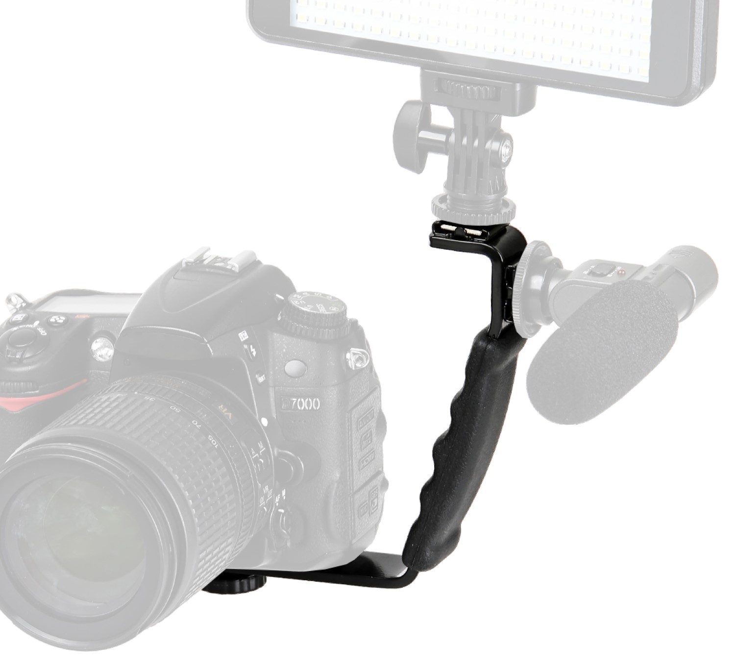 Blitzlichthalter in L-Form passt für die meisten Kameras und Camcorder. Bequemer Handgriff LS-37