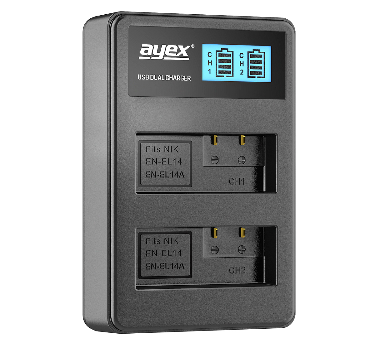 ayex Batteriegriff Set für Nikon D5100 D5200 + IR-Fernauslöser + 2x EN-EL14 Akku + 1x USB Dual Ladegerät