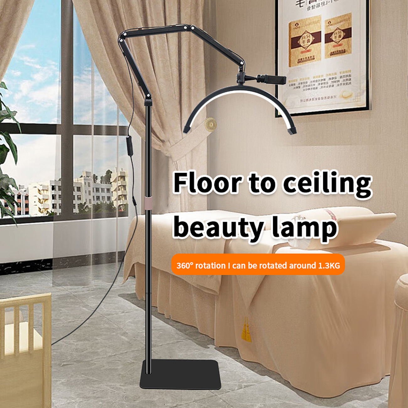 LED Halbmond Beauty Light Farbtemperatur 3000K-6000K Schwenkbar stabile Stand & Telefonhalterung LED Halbmond Beauty Light Farbtemperatur 3000K-6000K Schwenkbar stabile Stand & Telefonhalterung